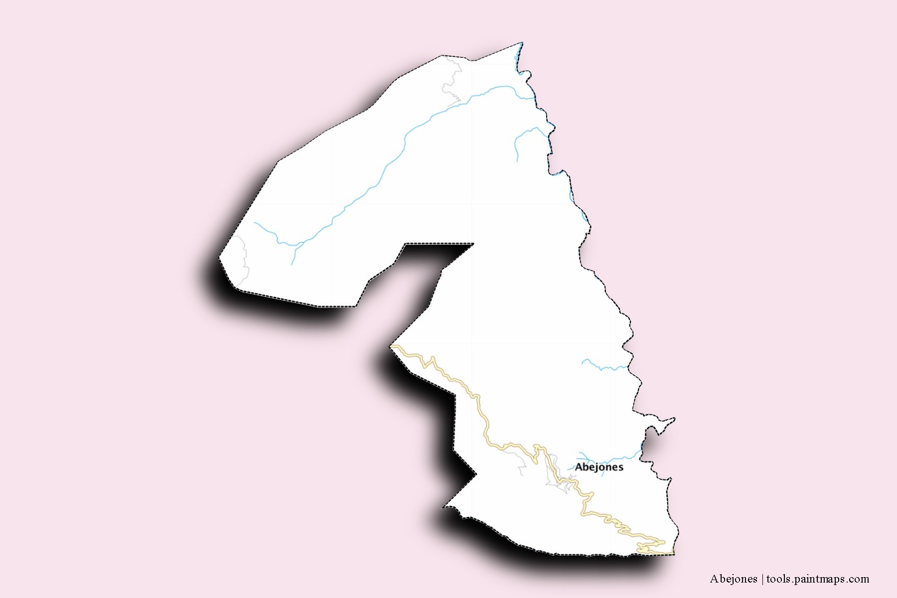 Mapa de barrios y pueblos de Abejones con efecto de sombra 3D