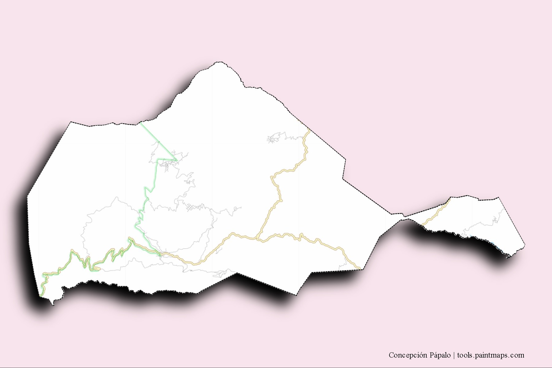 Concepción Pápalo neighborhoods and villages map with 3D shadow effect