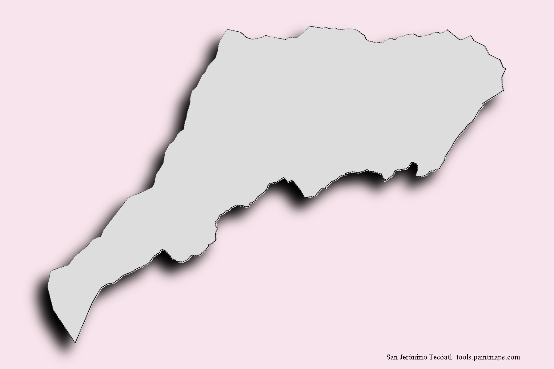 Mapa de barrios y pueblos de San Jerónimo Tecóatl con efecto de sombra 3D