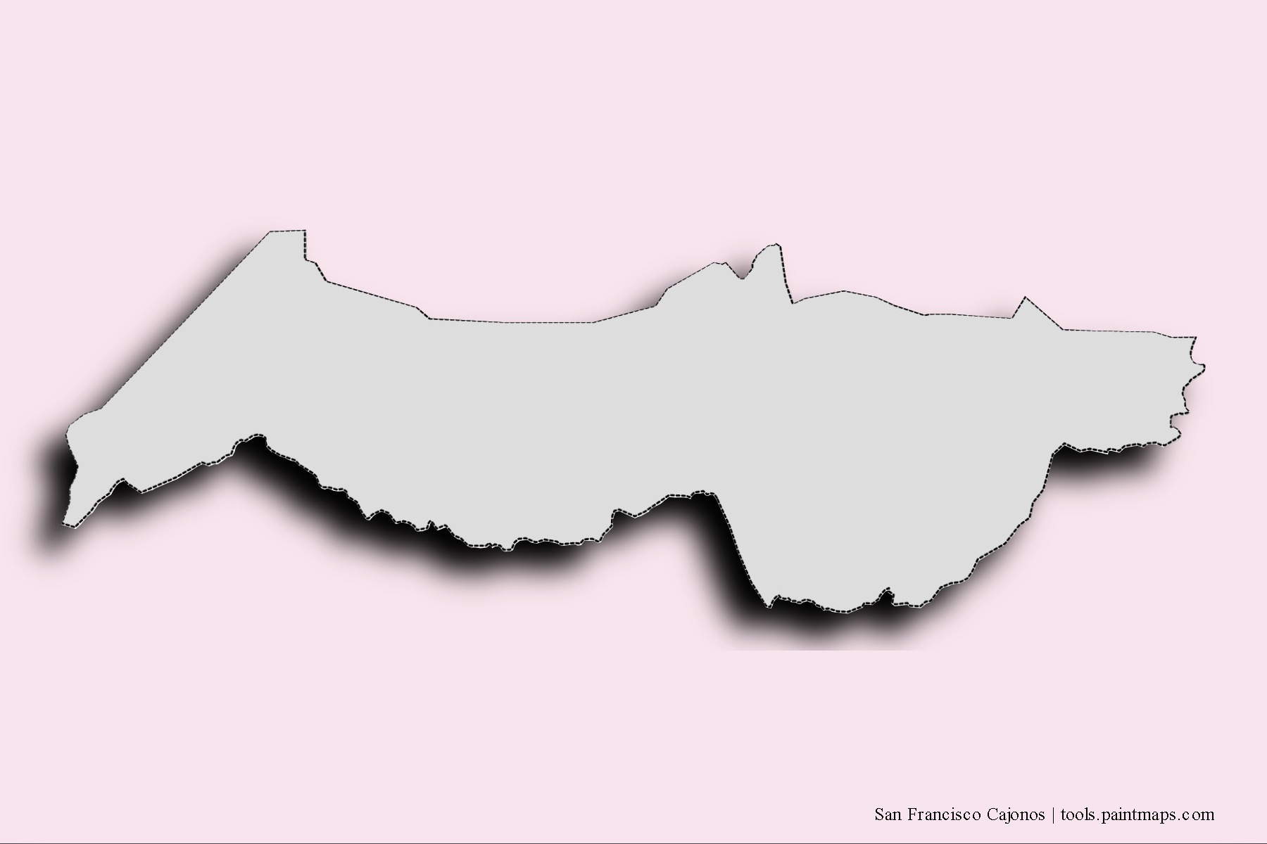 San Francisco Cajonos neighborhoods and villages map with 3D shadow effect