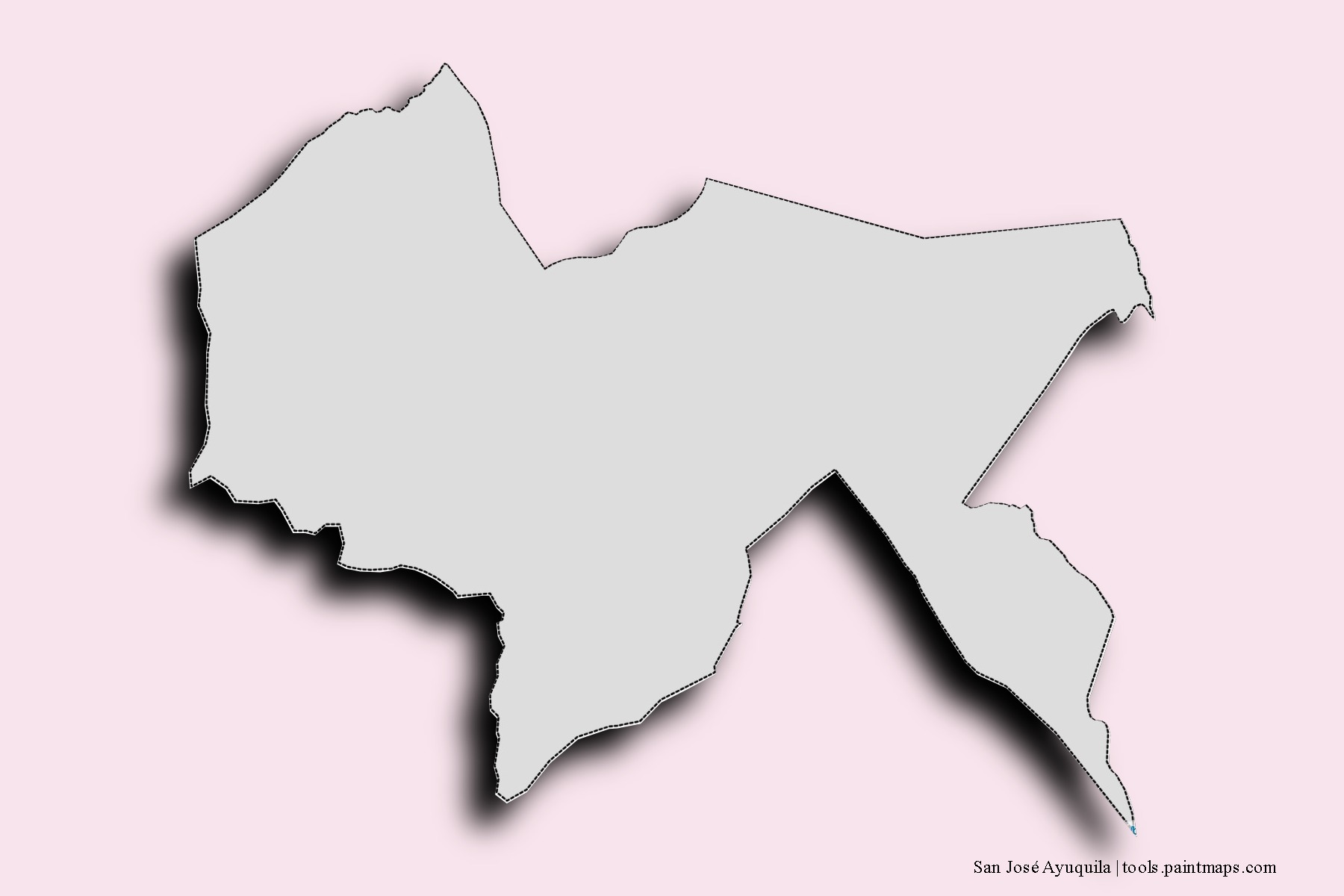 Mapa de barrios y pueblos de San José Ayuquila con efecto de sombra 3D
