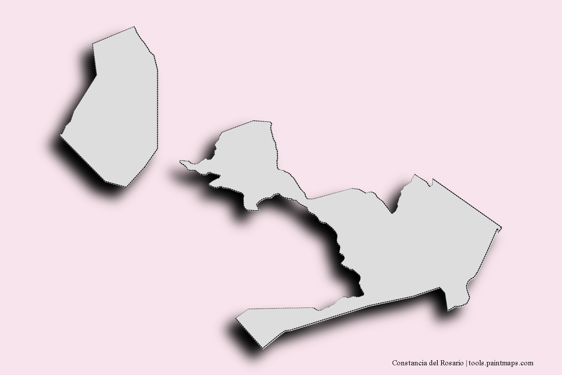 Constancia del Rosario neighborhoods and villages map with 3D shadow effect