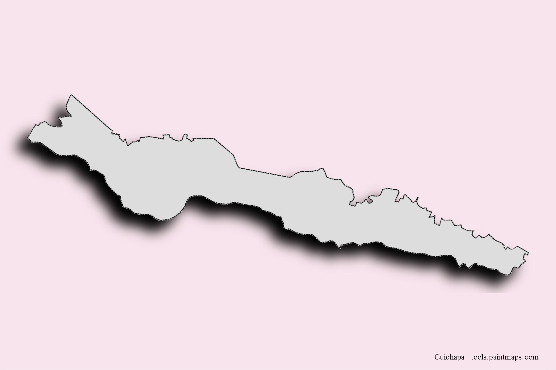 Mapa de barrios y pueblos de Cuichapa con efecto de sombra 3D