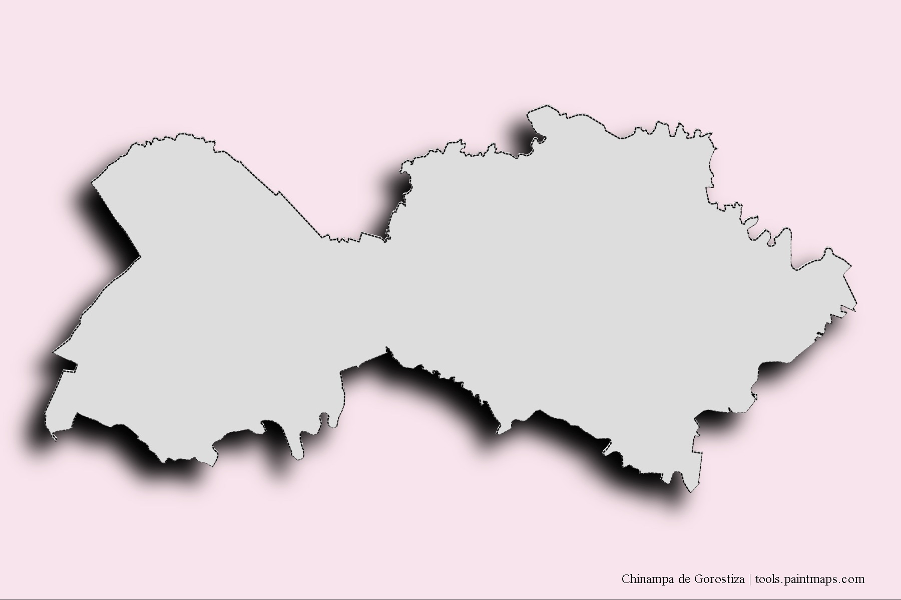 Chinampa de Gorostiza neighborhoods and villages map with 3D shadow effect