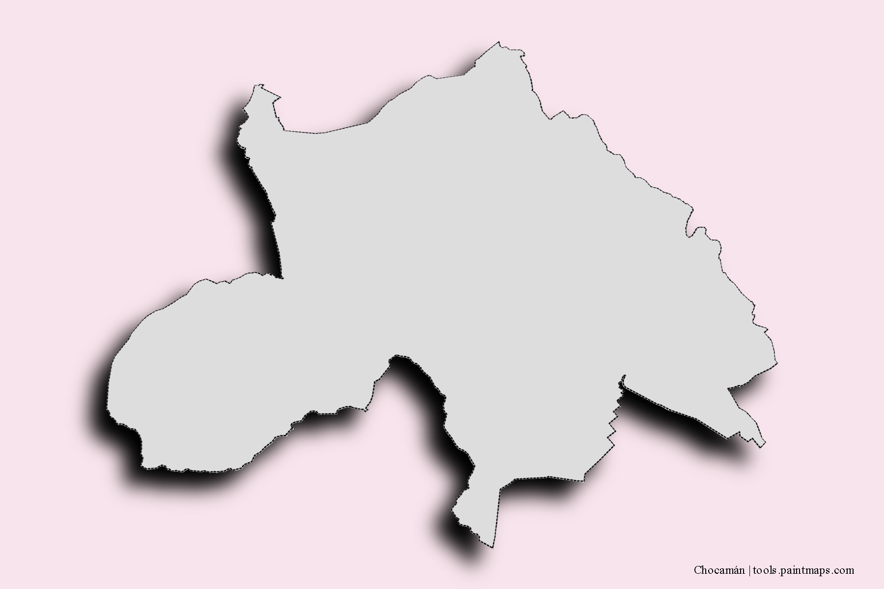 Mapa de barrios y pueblos de Chocamán con efecto de sombra 3D