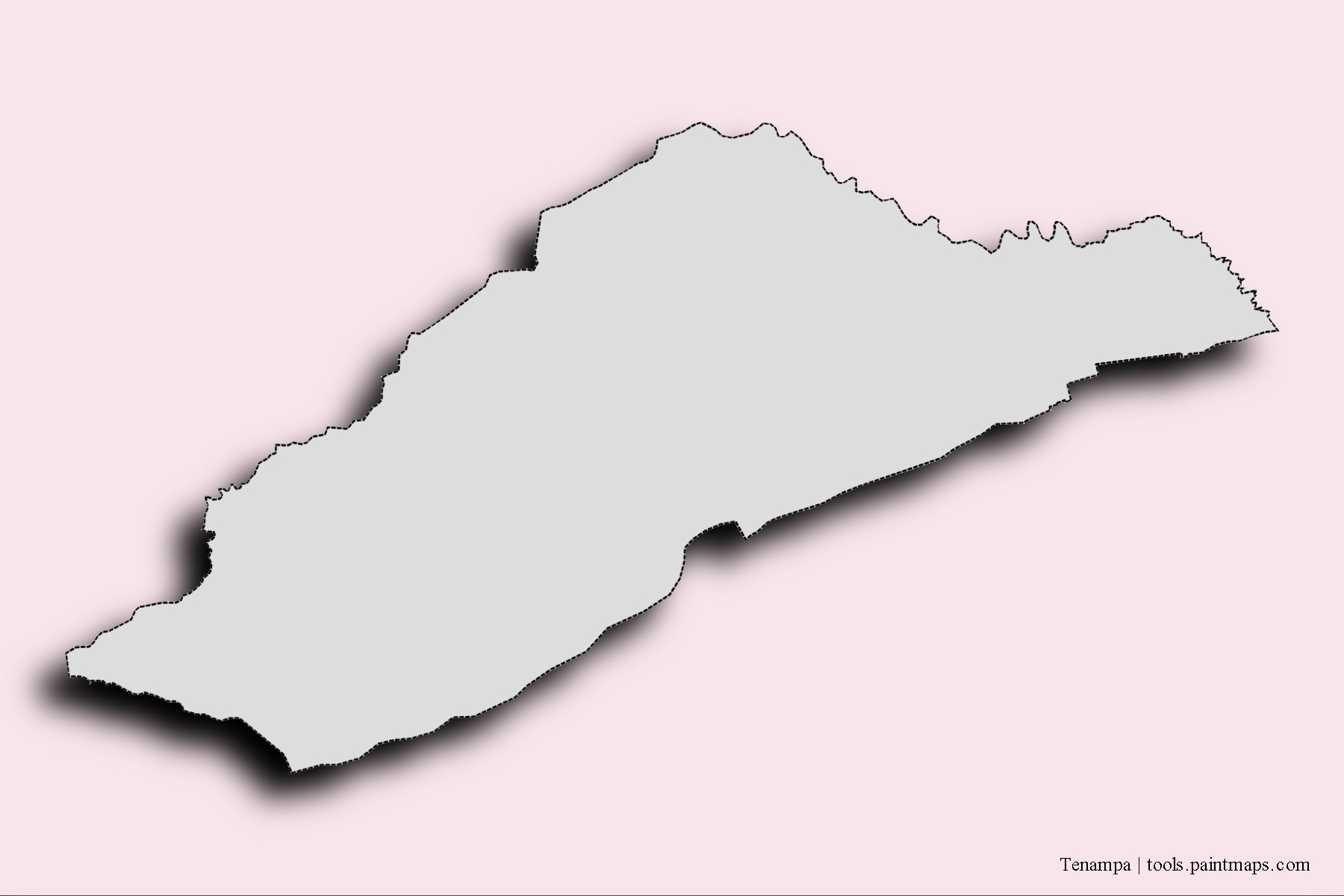 Tenampa neighborhoods and villages map with 3D shadow effect