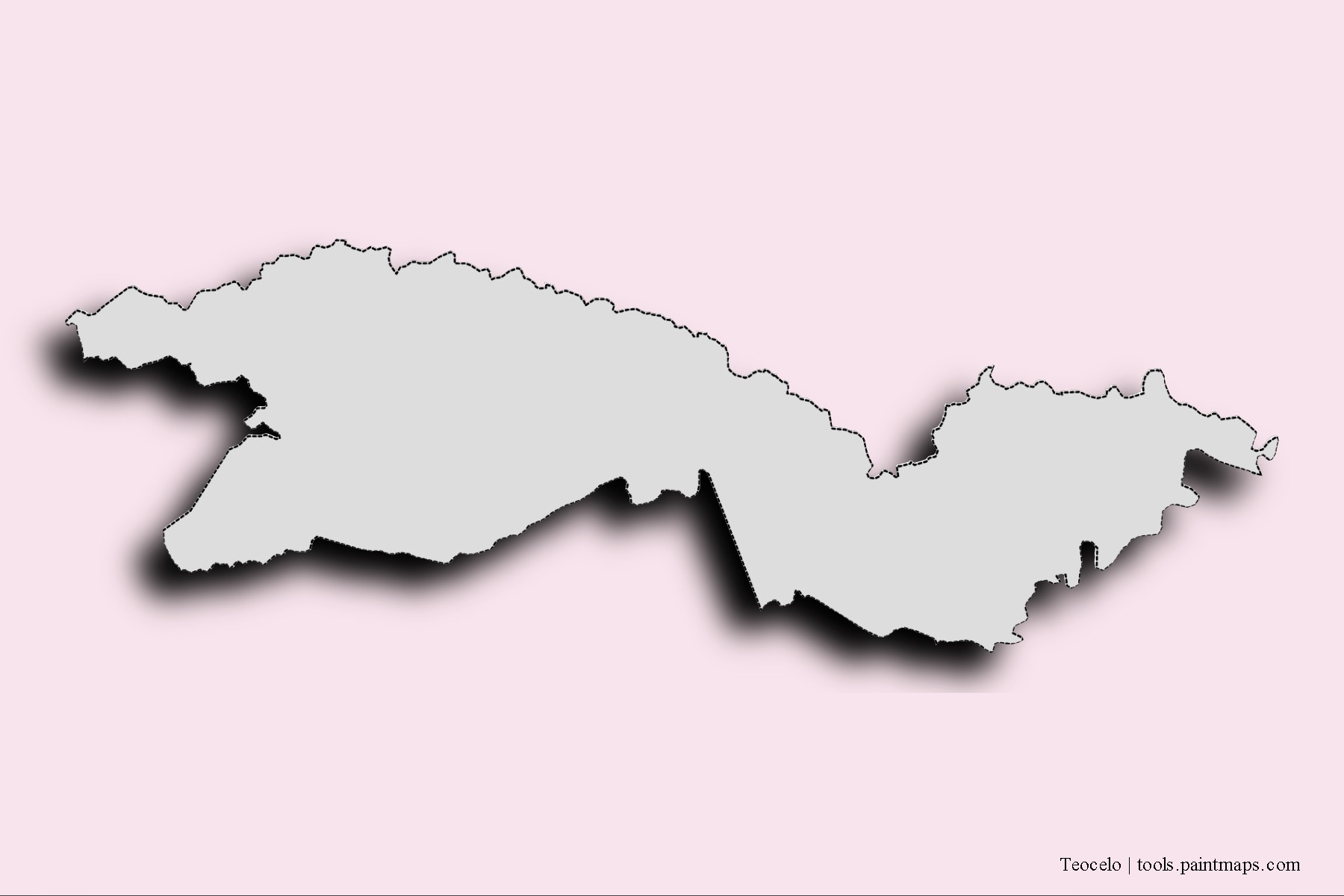 Teocelo neighborhoods and villages map with 3D shadow effect