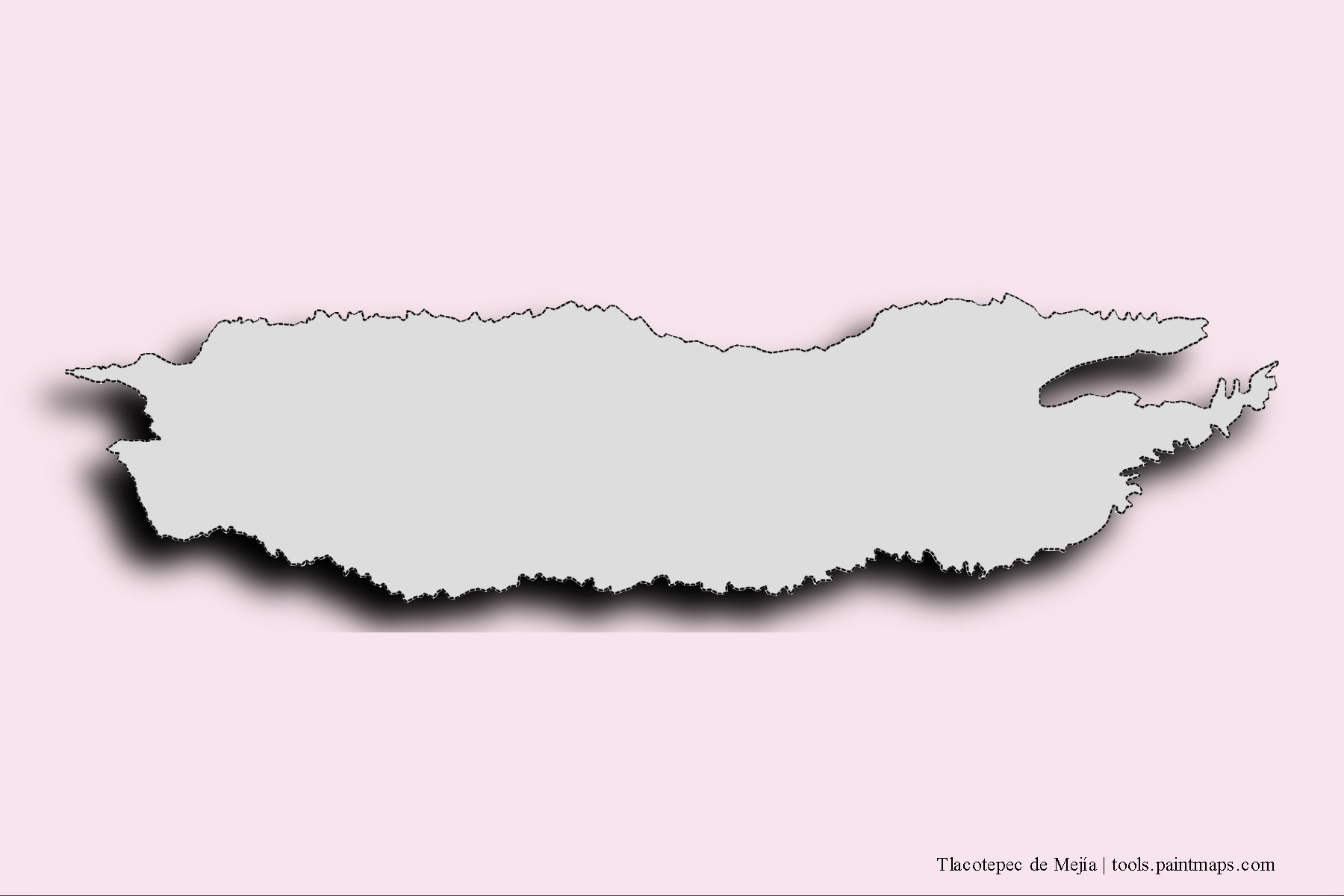 Tlacotepec de Mejía neighborhoods and villages map with 3D shadow effect