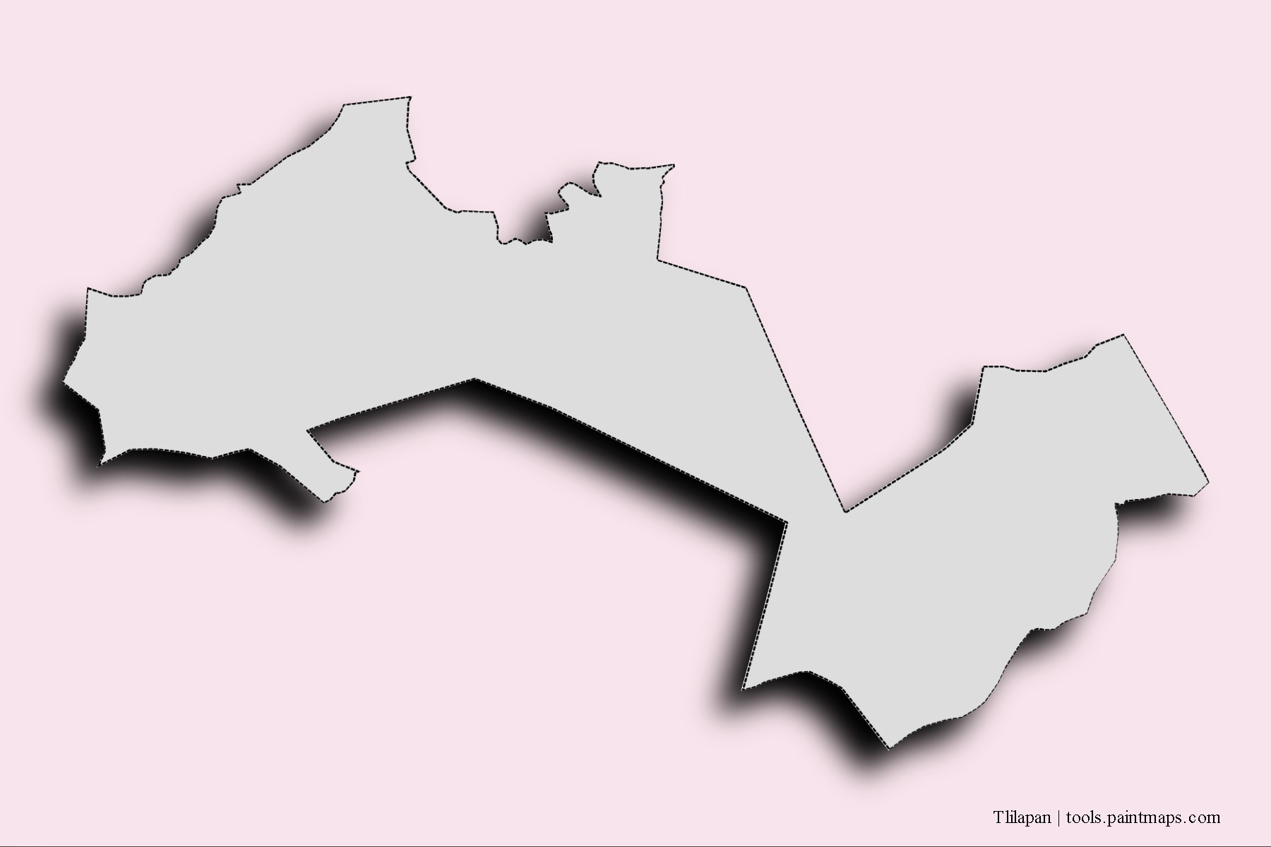 Mapa de barrios y pueblos de Tlilapan con efecto de sombra 3D