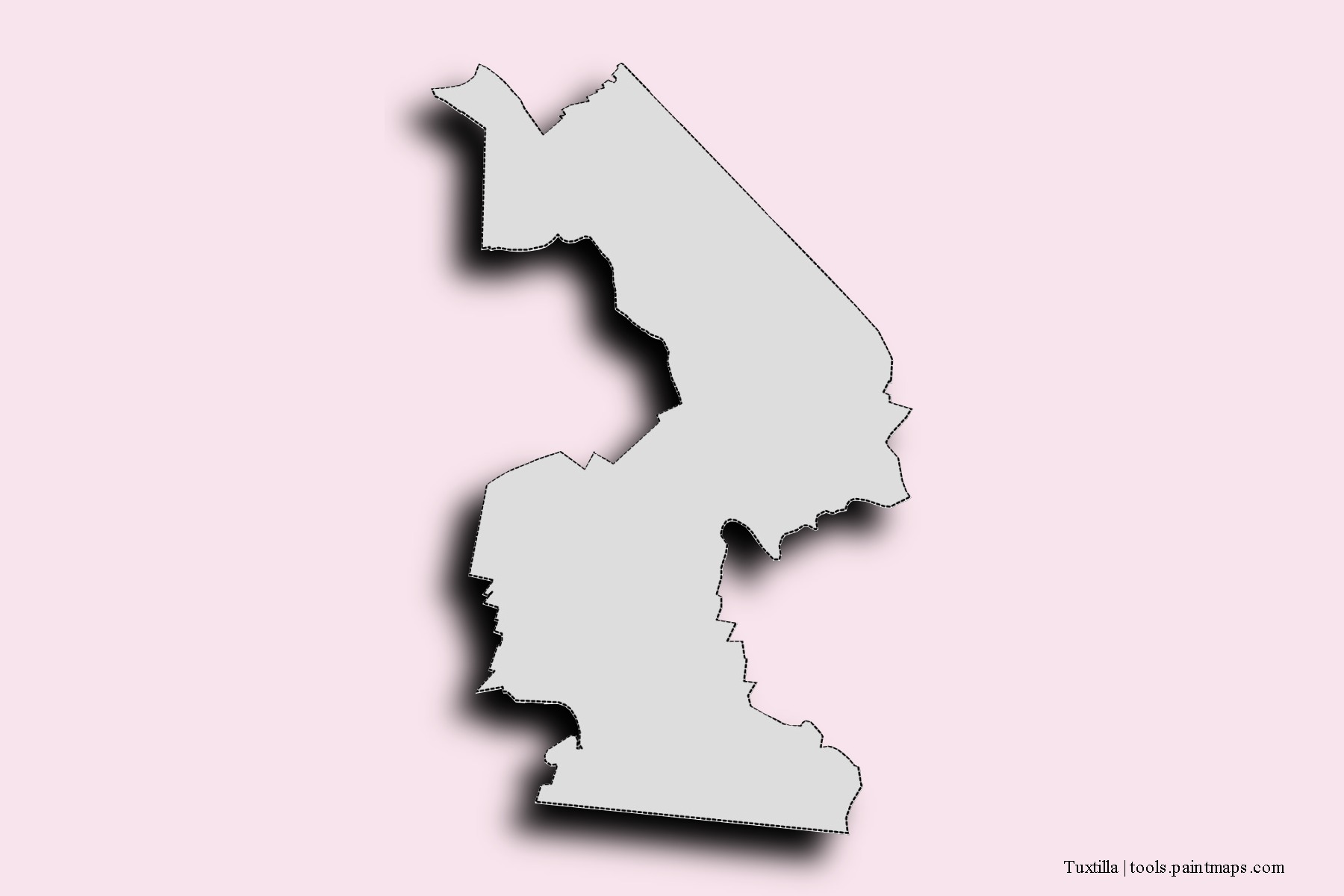 Mapa de barrios y pueblos de Tuxtilla con efecto de sombra 3D