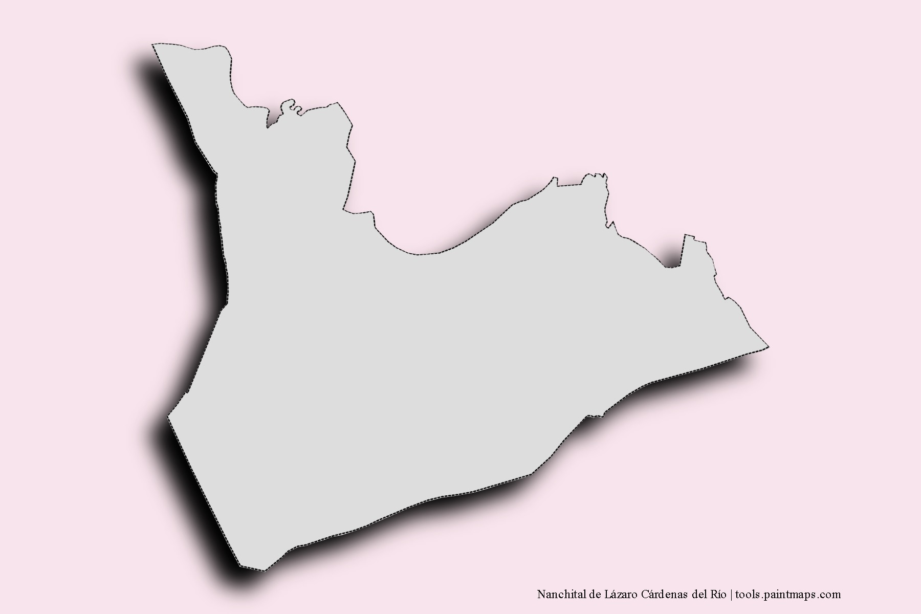 3D gölge efektli Nanchital de Lázaro Cárdenas del Río mahalleleri ve köyleri haritası