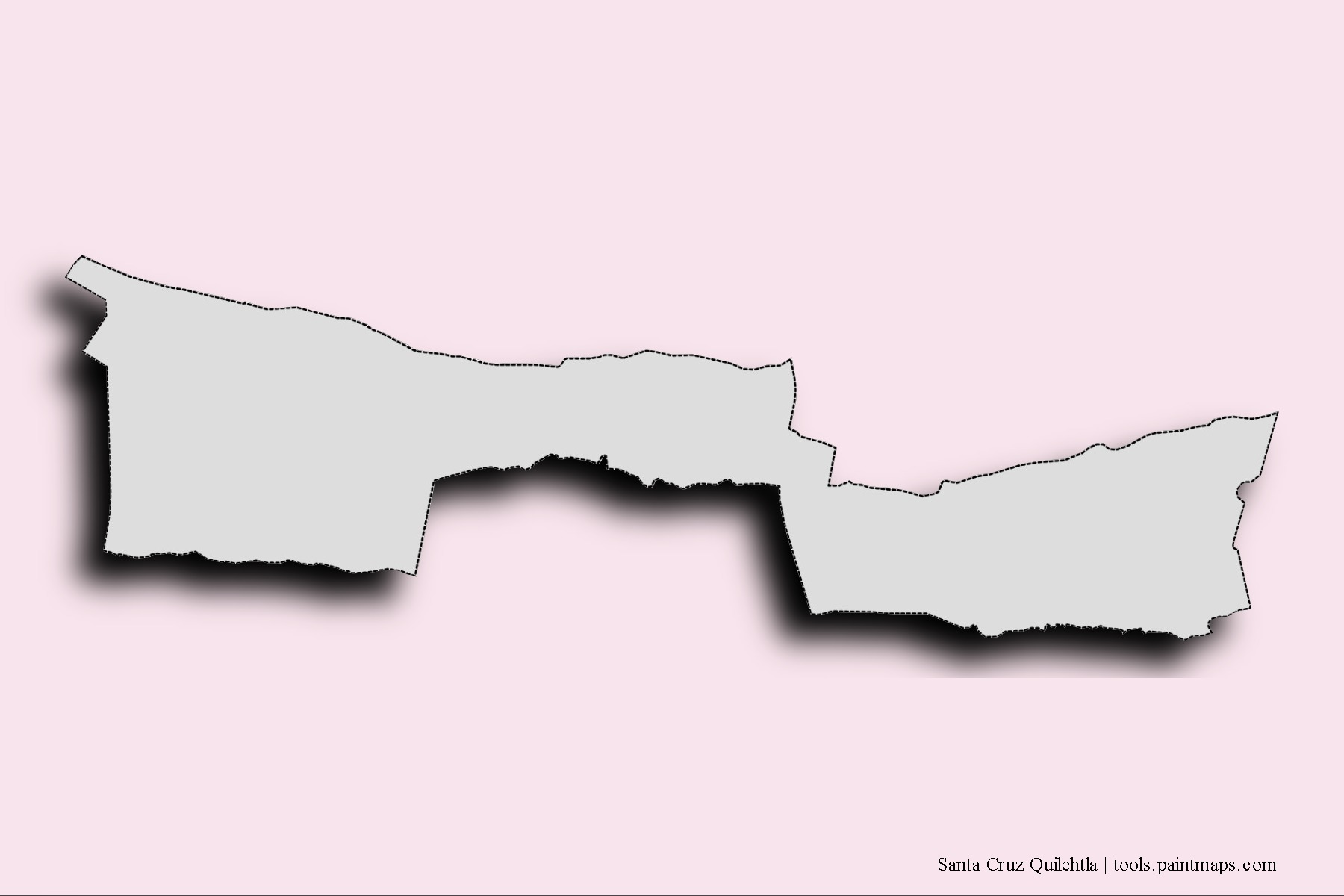 Santa Cruz Quilehtla neighborhoods and villages map with 3D shadow effect