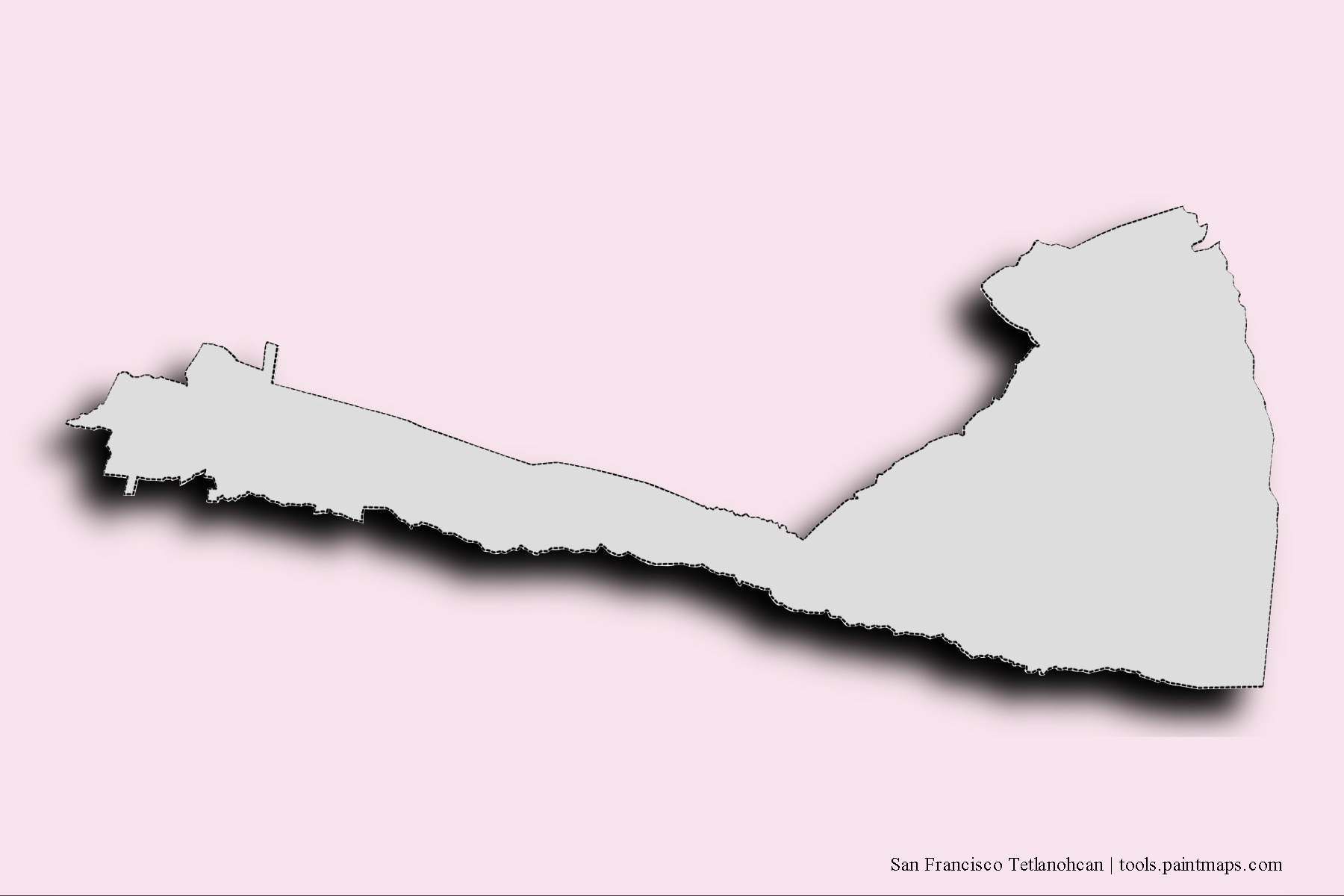 San Francisco Tetlanohcan neighborhoods and villages map with 3D shadow effect