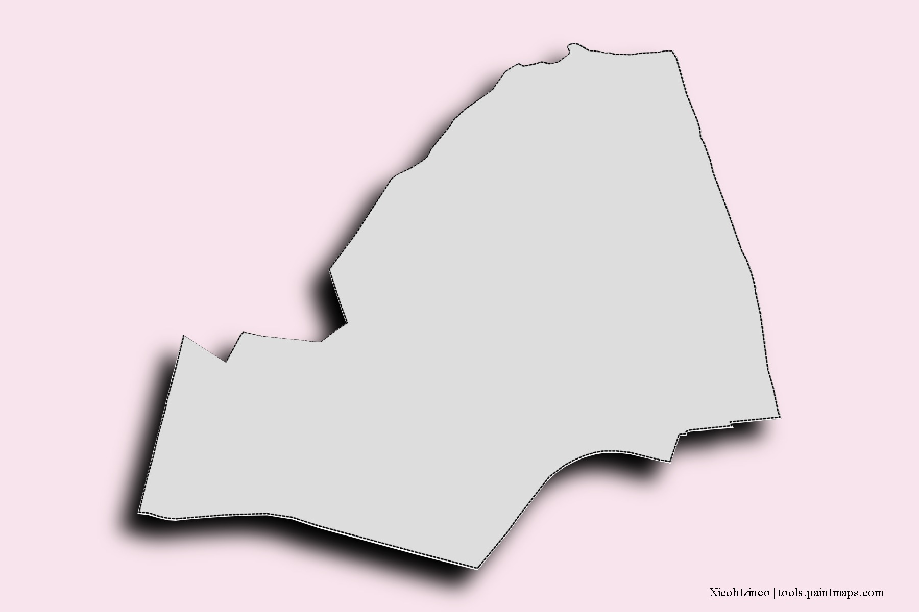 Mapa de barrios y pueblos de Xicohtzinco con efecto de sombra 3D