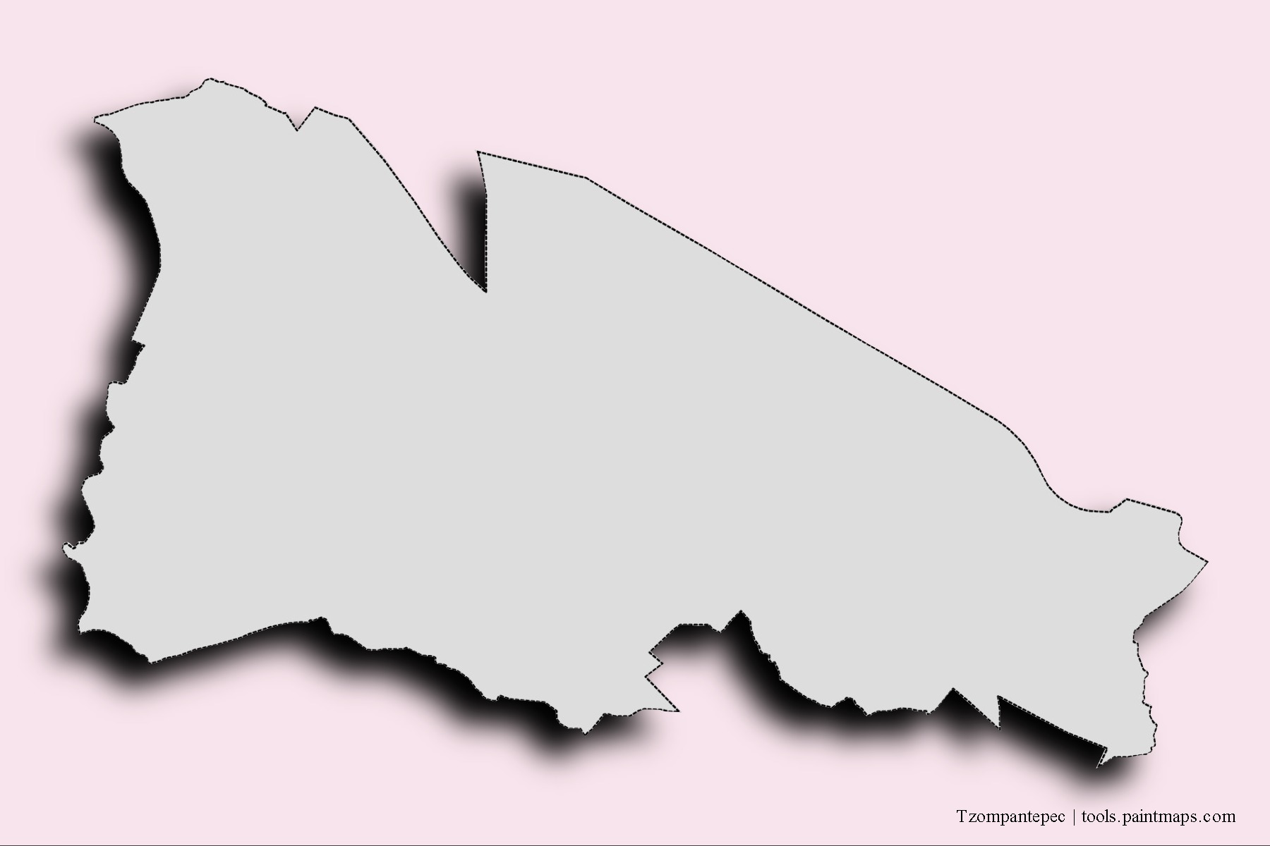 Mapa de barrios y pueblos de Tzompantepec con efecto de sombra 3D