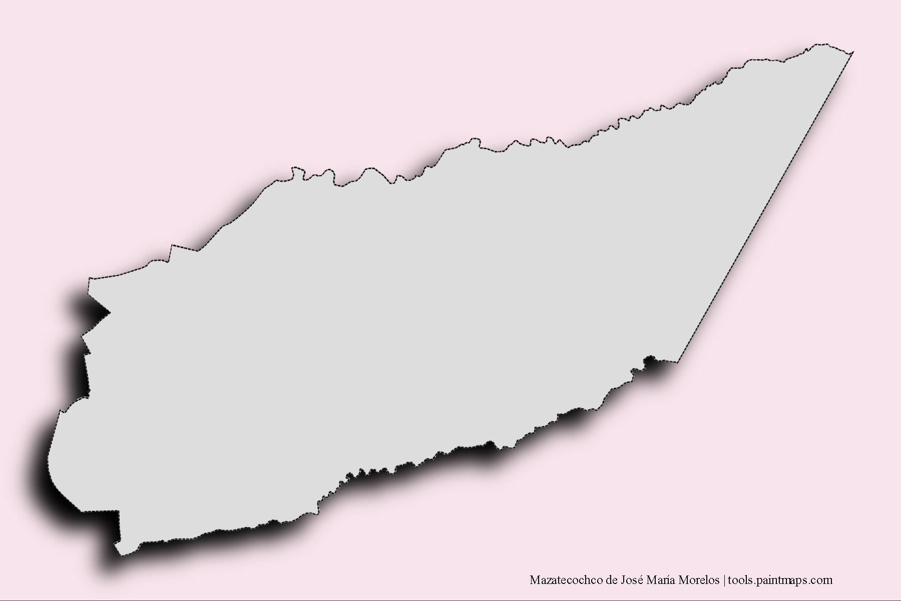 Mapa de barrios y pueblos de Mazatecochco de José María Morelos con efecto de sombra 3D