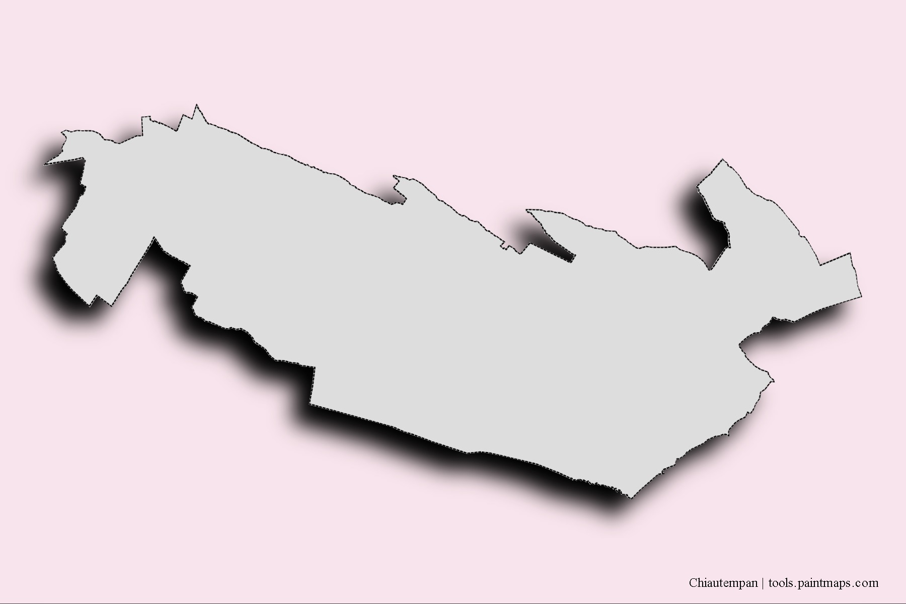 Mapa de barrios y pueblos de Chiautempan con efecto de sombra 3D