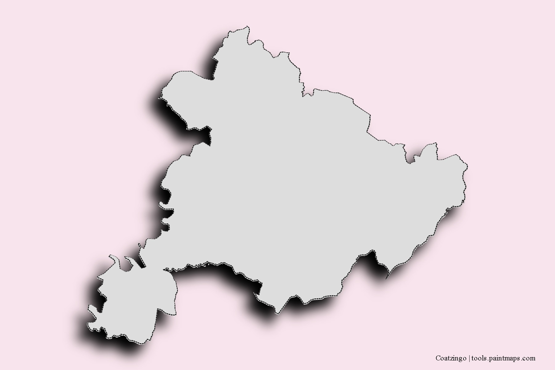 Mapa de barrios y pueblos de Coatzingo con efecto de sombra 3D