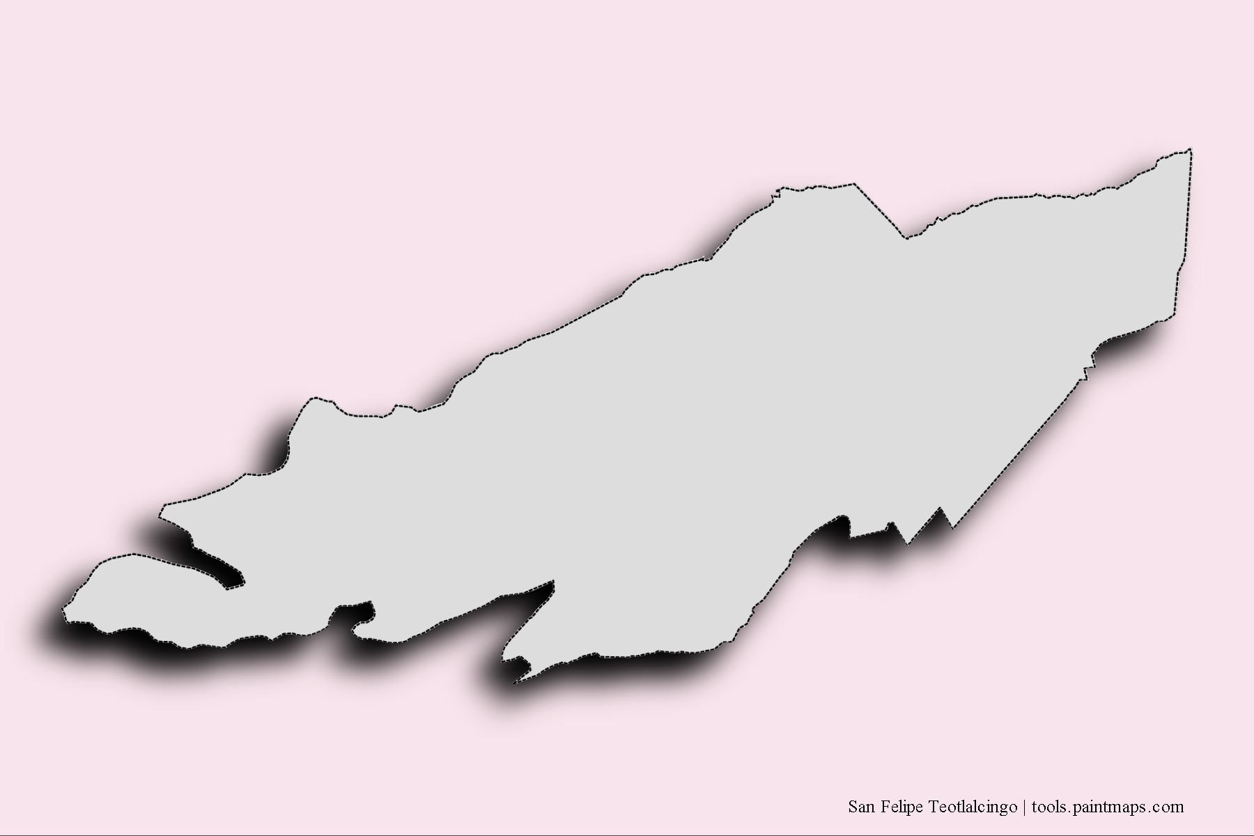 San Felipe Teotlalcingo neighborhoods and villages map with 3D shadow effect