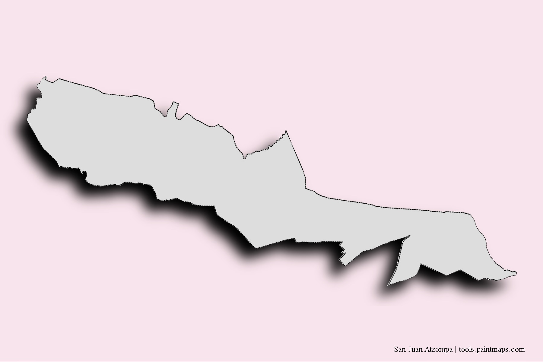 San Juan Atzompa neighborhoods and villages map with 3D shadow effect