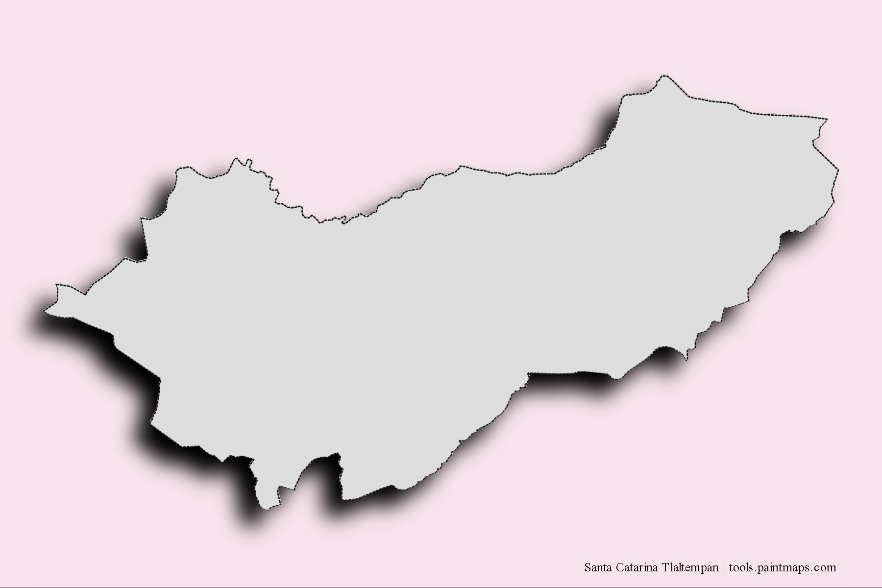 Santa Catarina Tlaltempan neighborhoods and villages map with 3D shadow effect