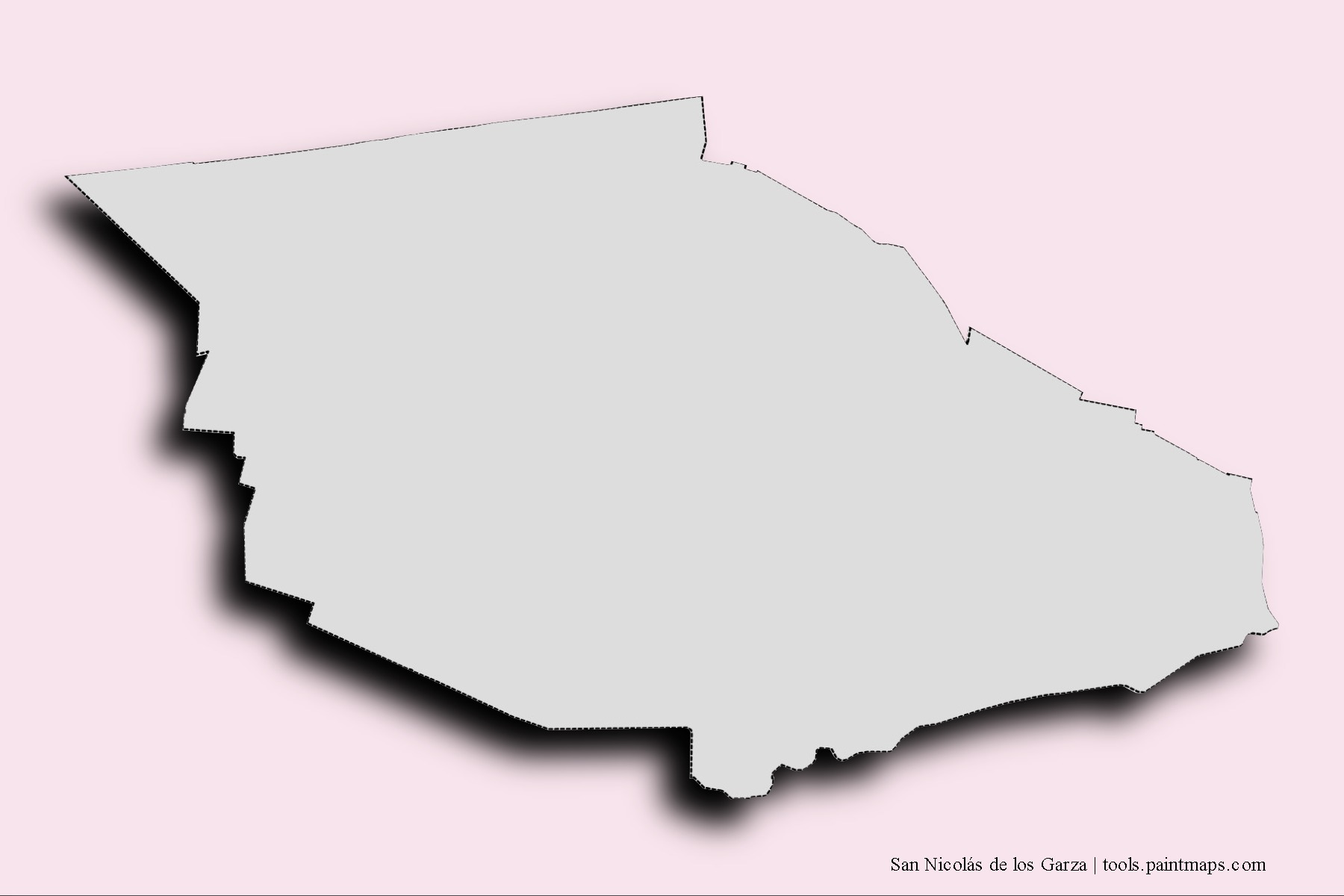 Mapa de barrios y pueblos de San Nicolás de los Garza con efecto de sombra 3D