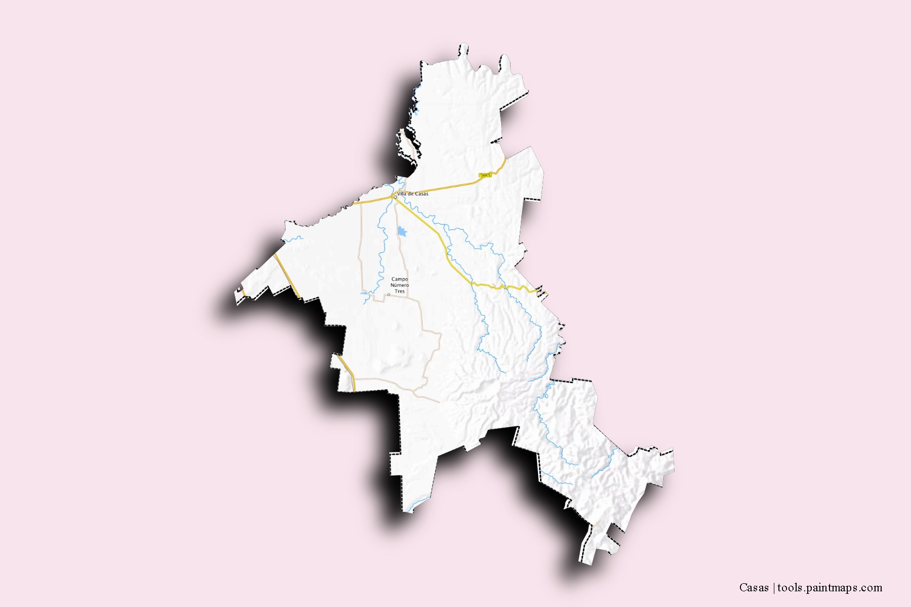 Casas neighborhoods and villages map with 3D shadow effect