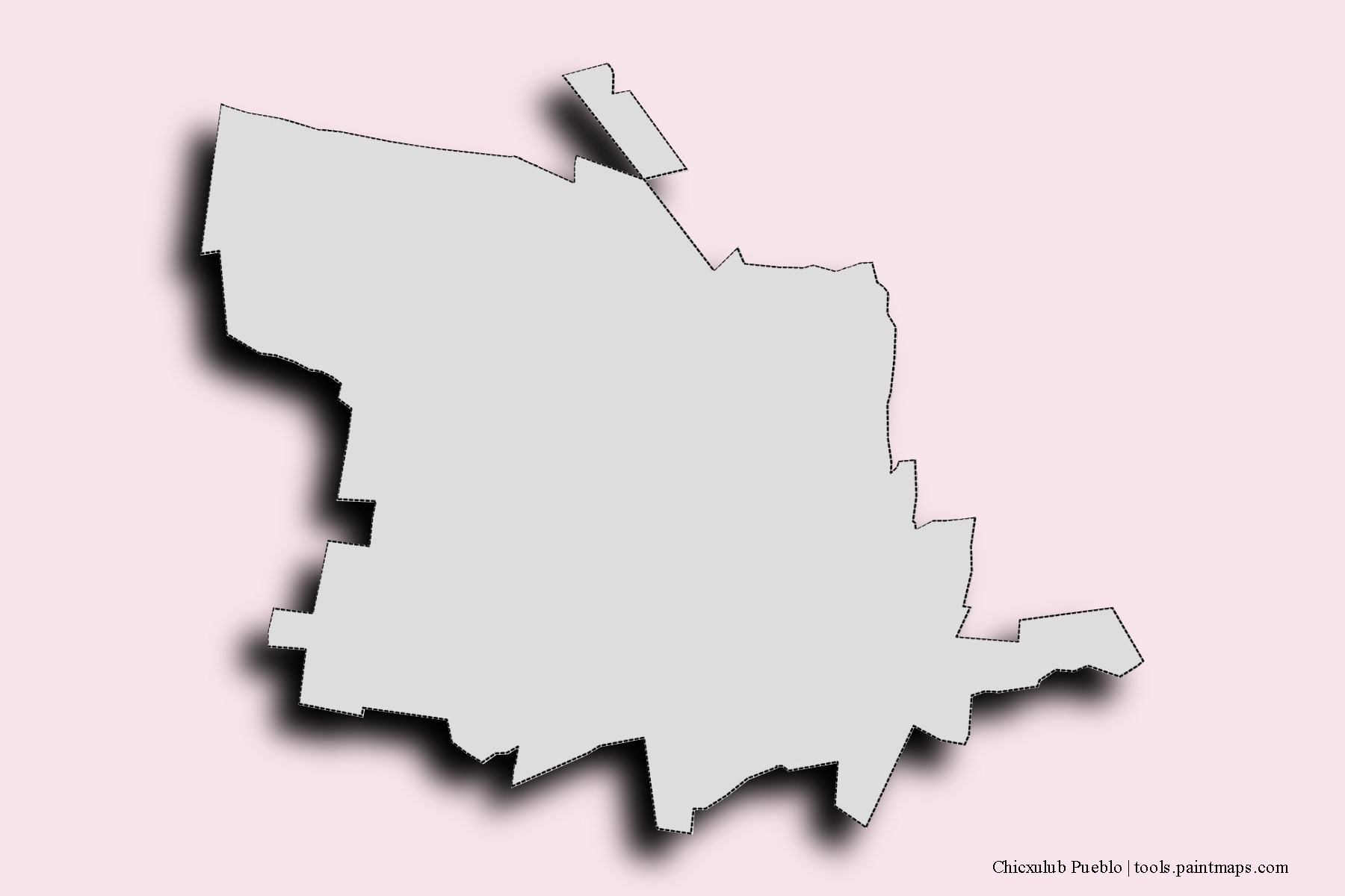 Mapa de barrios y pueblos de Chicxulub Pueblo con efecto de sombra 3D