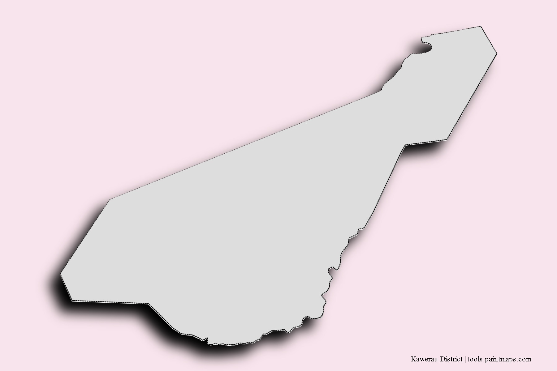 Mapa de barrios y pueblos de Kawerau District con efecto de sombra 3D