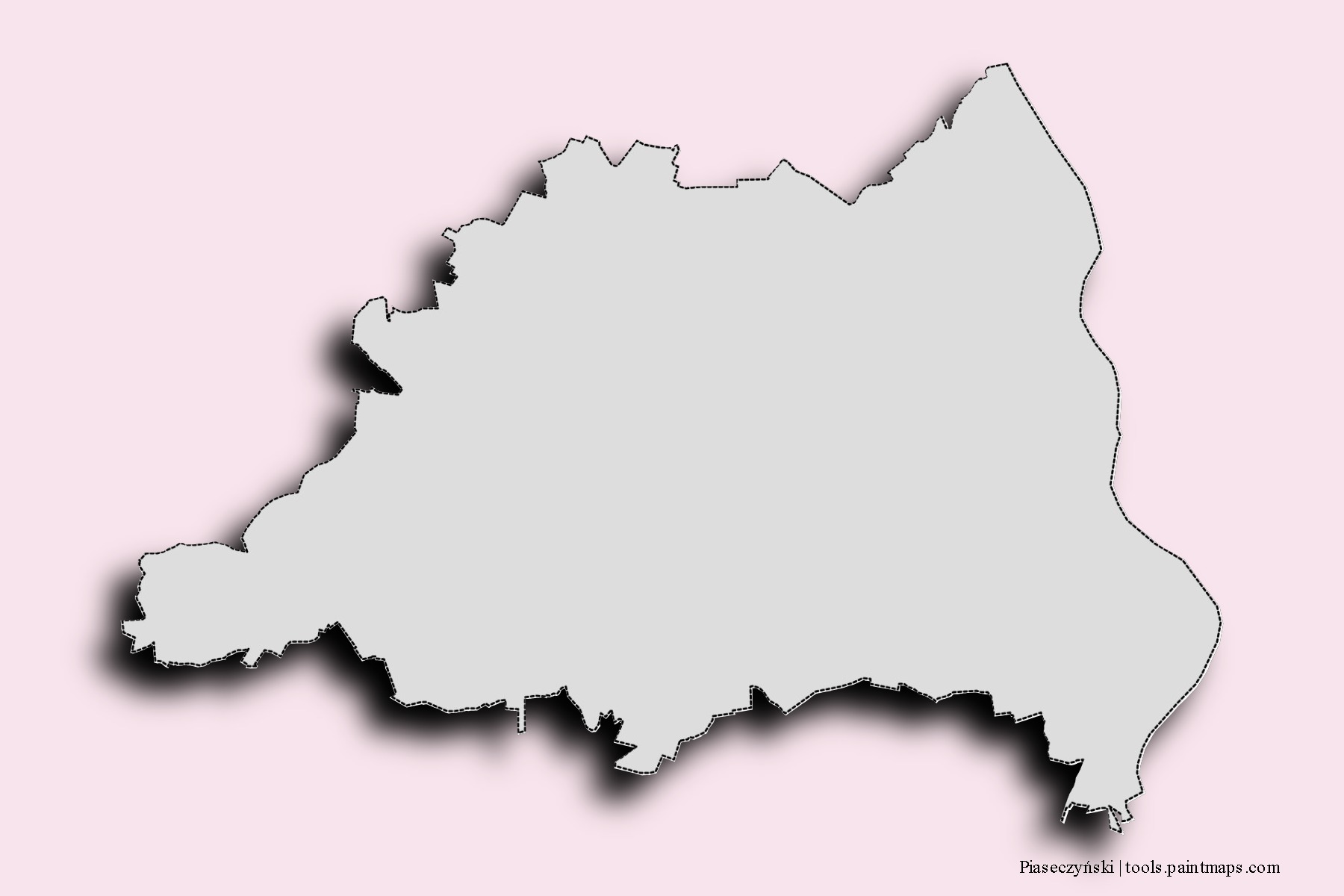 Mapa de barrios y pueblos de Piaseczyński con efecto de sombra 3D