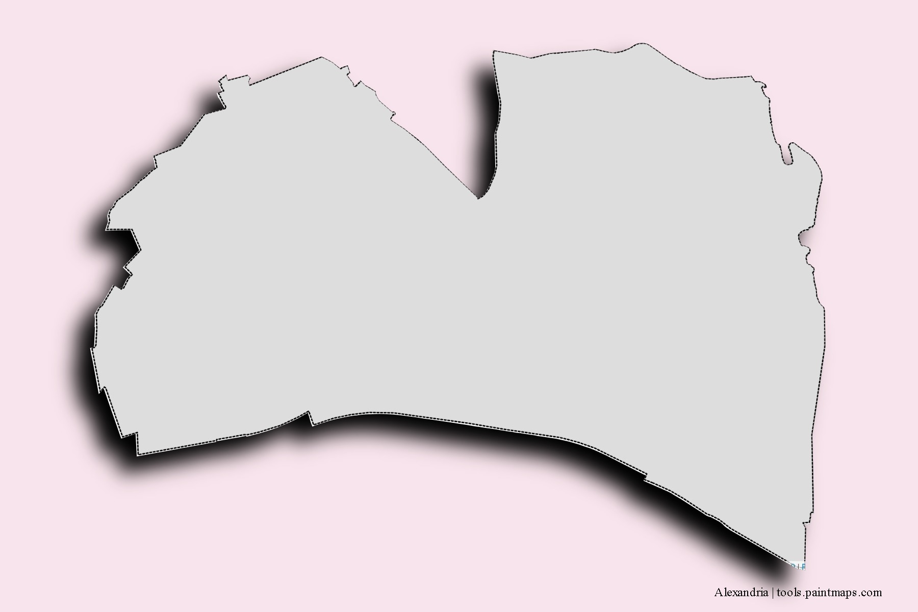 Mapa de barrios y pueblos de Alexandria con efecto de sombra 3D