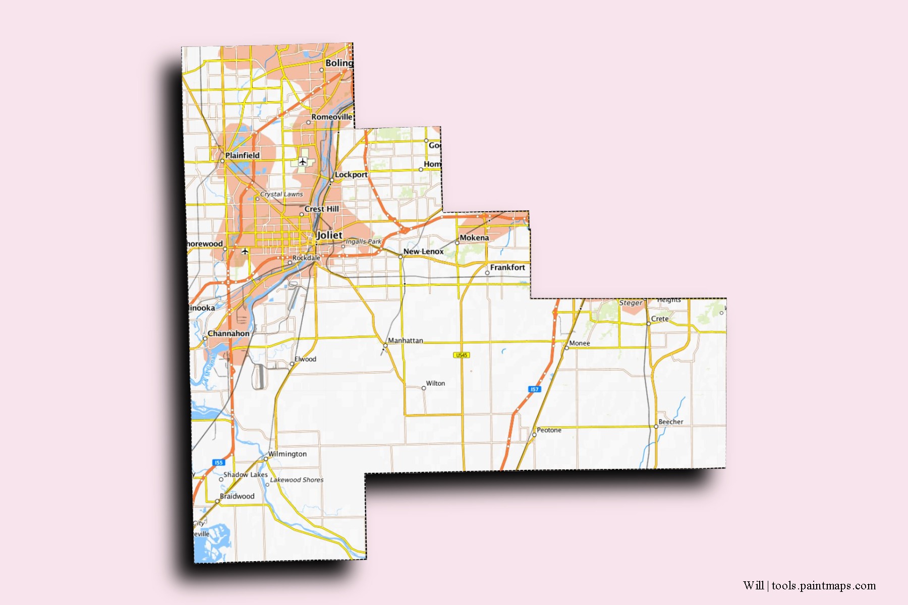 Will neighborhoods and villages map with 3D shadow effect