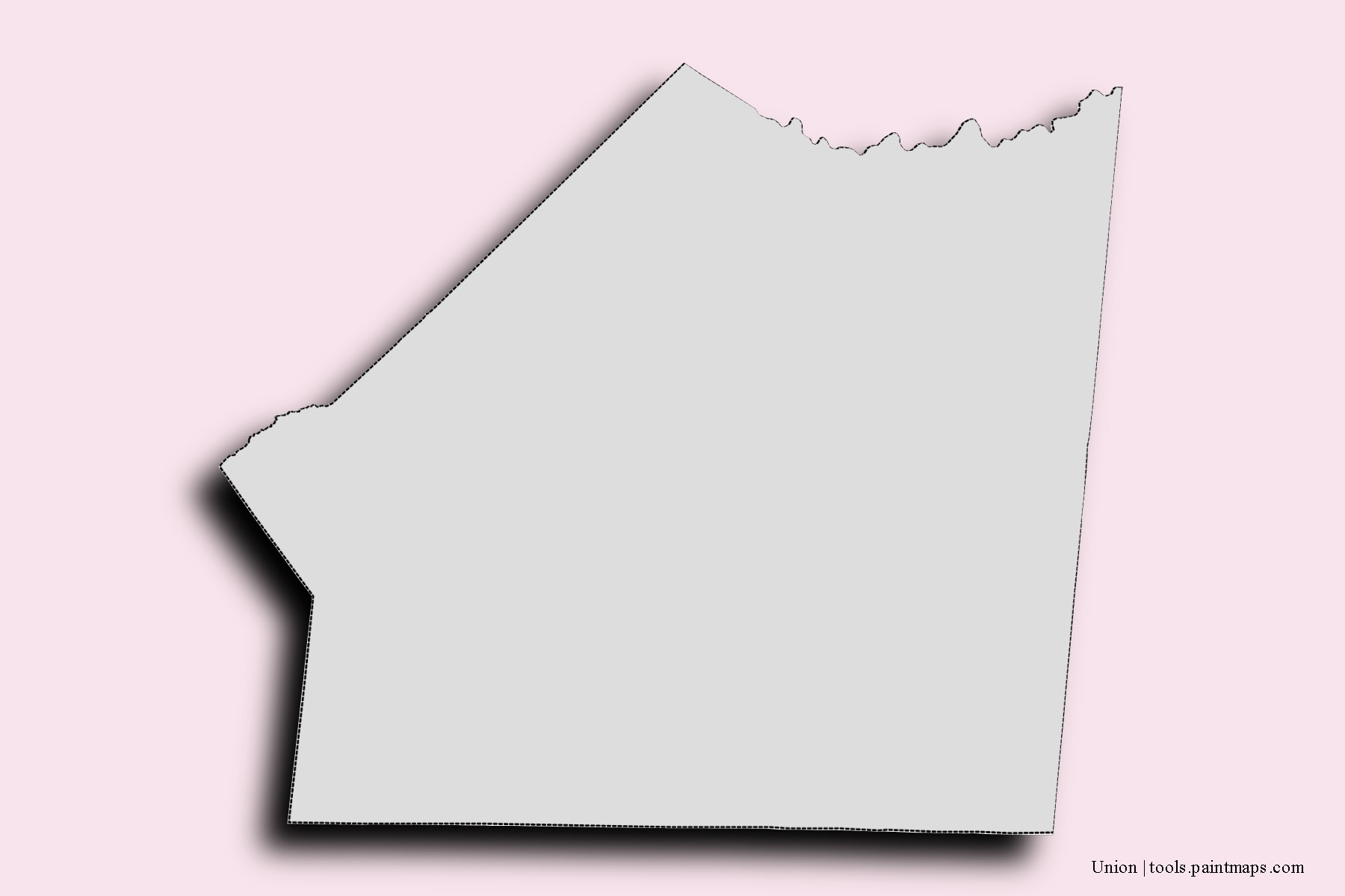 Mapa de barrios y pueblos de Union con efecto de sombra 3D