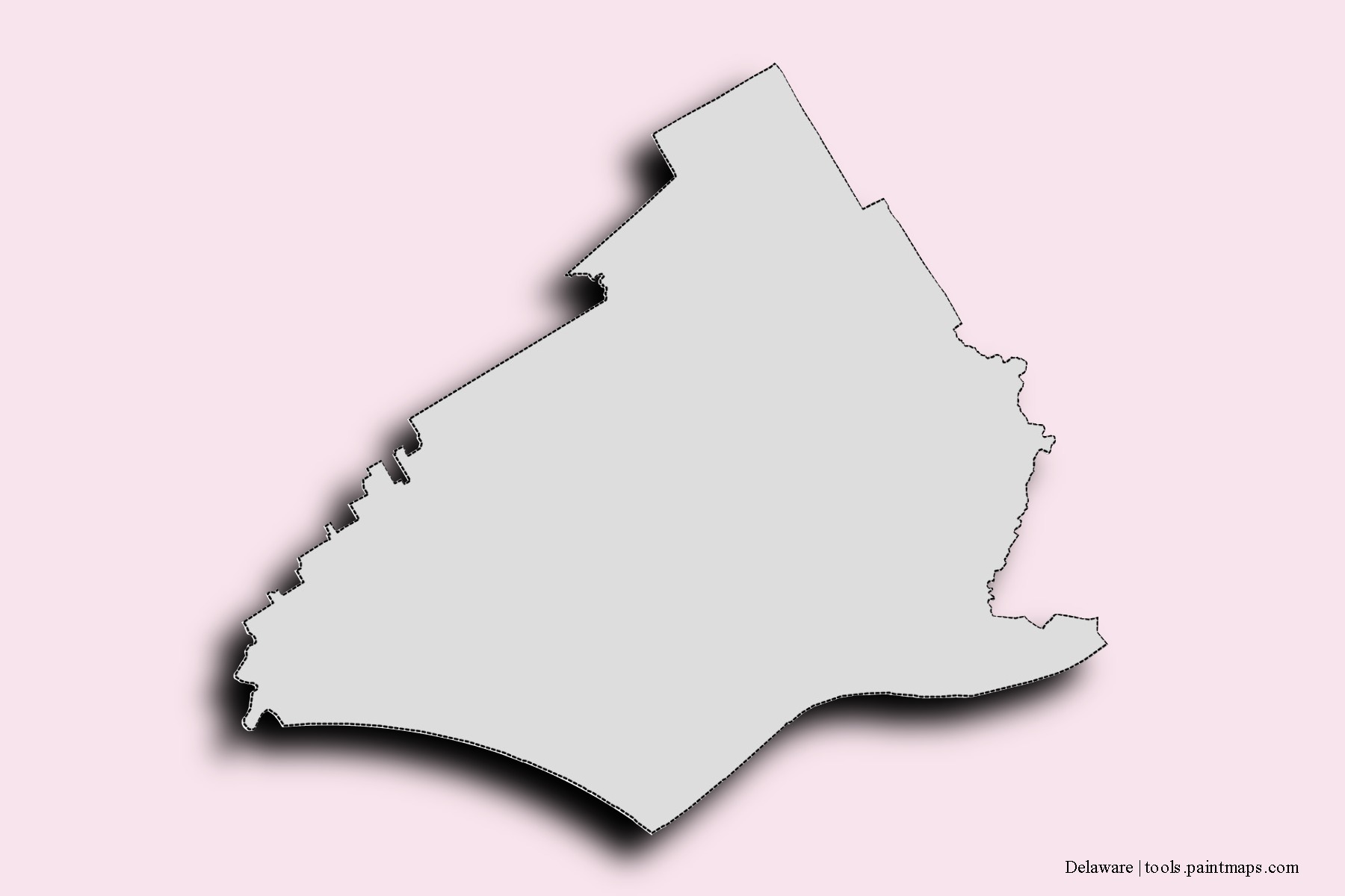 Mapa de barrios y pueblos de Delaware con efecto de sombra 3D