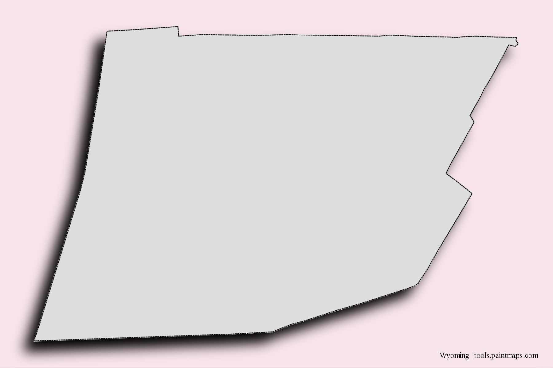 Mapa de barrios y pueblos de Wyoming con efecto de sombra 3D