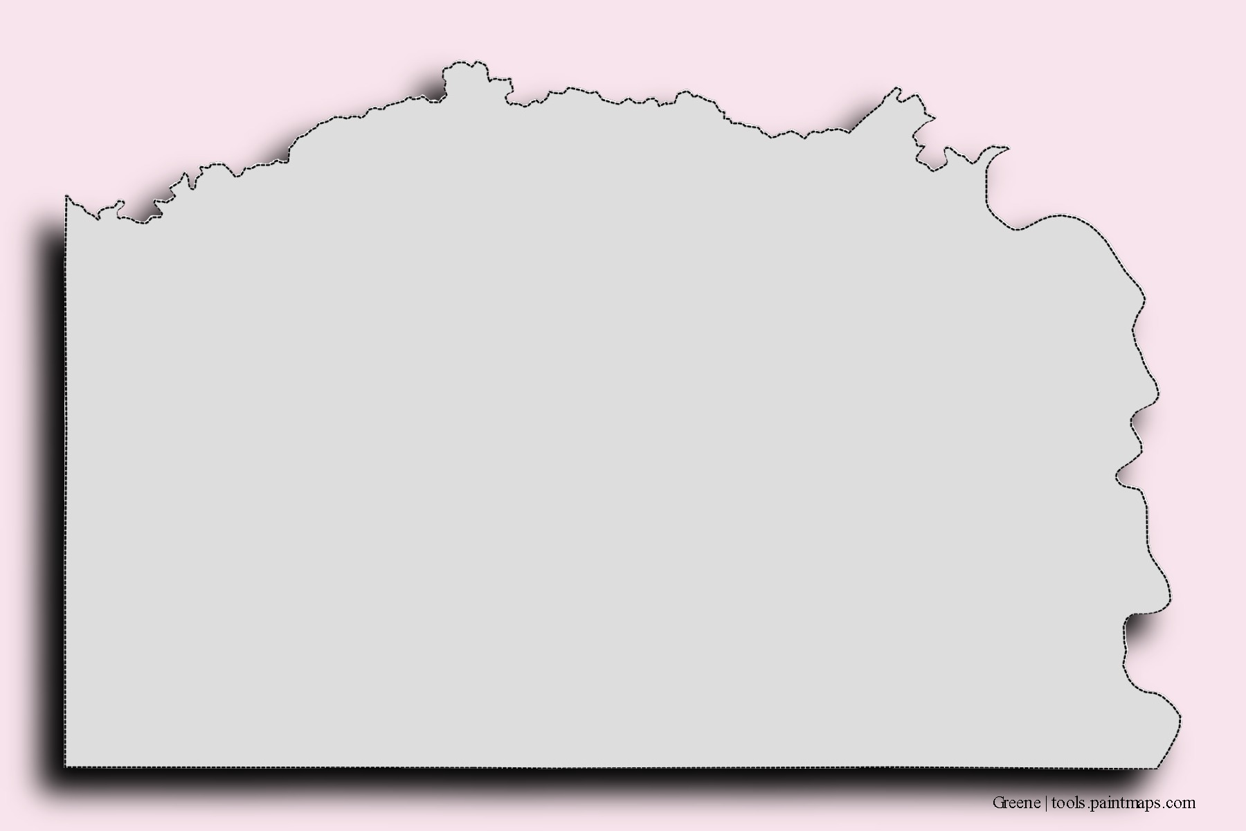 Greene neighborhoods and villages map with 3D shadow effect