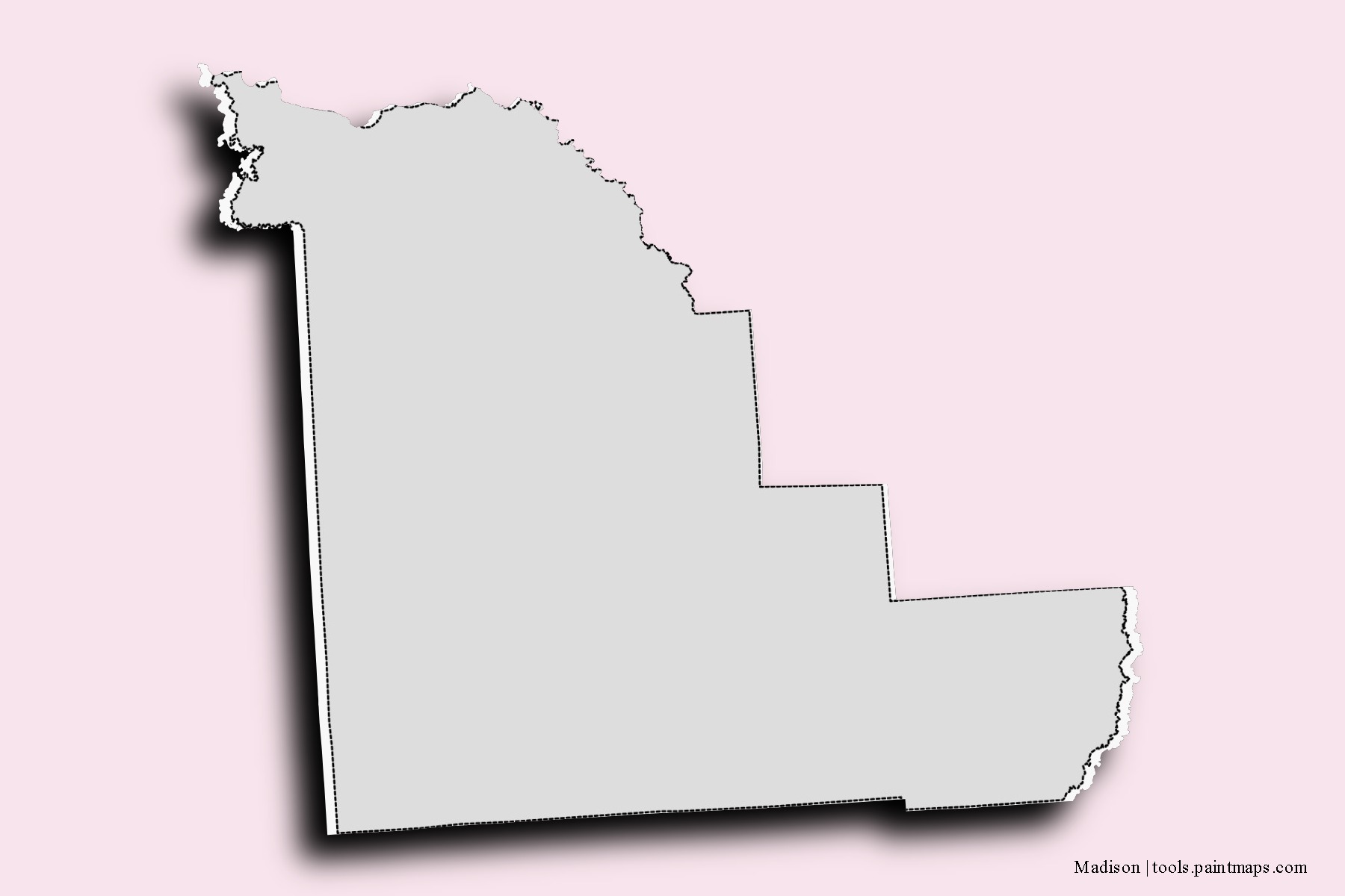 Madison neighborhoods and villages map with 3D shadow effect