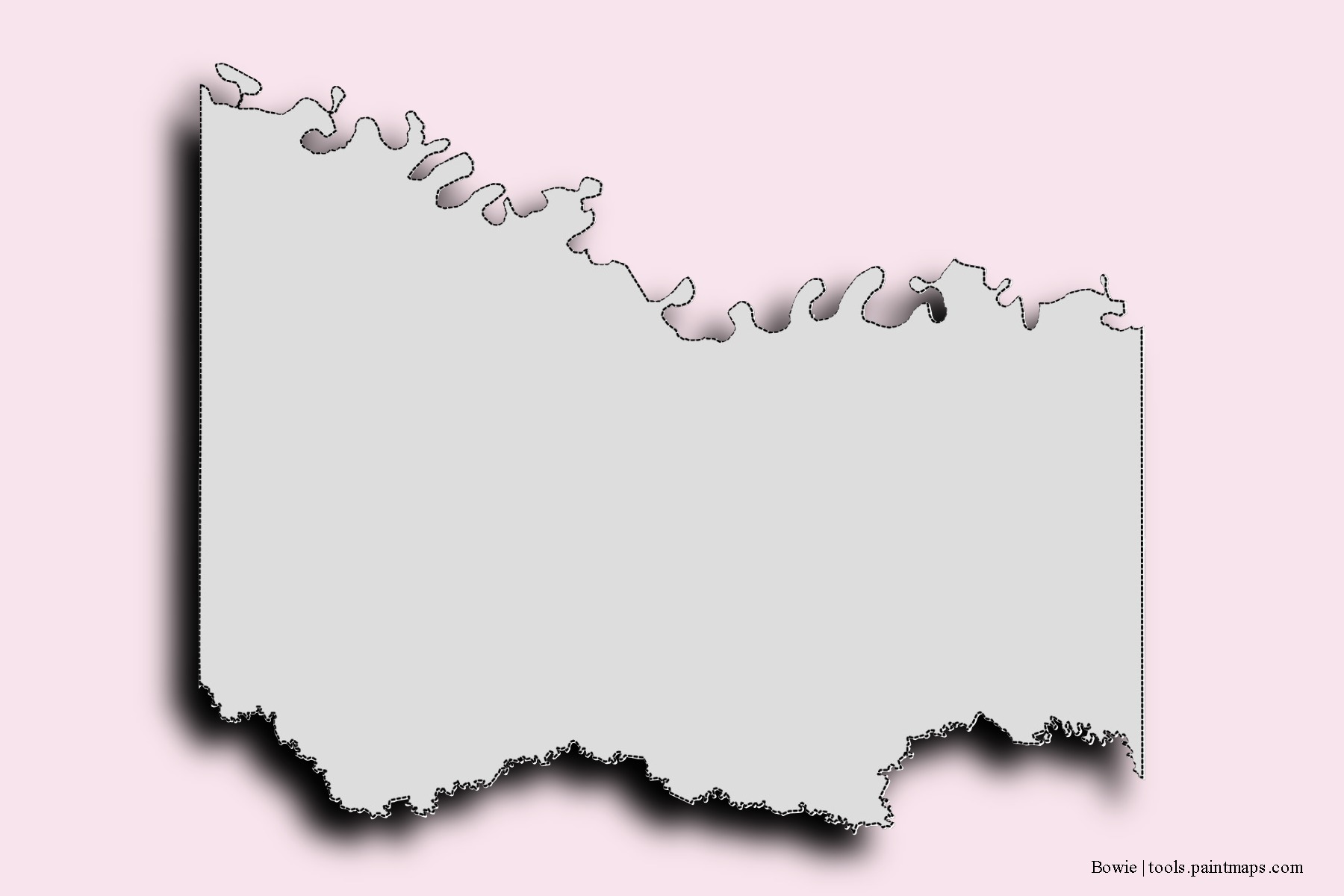 Bowie neighborhoods and villages map with 3D shadow effect