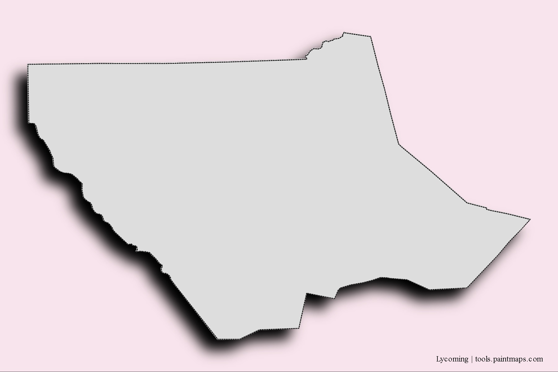 Lycoming neighborhoods and villages map with 3D shadow effect