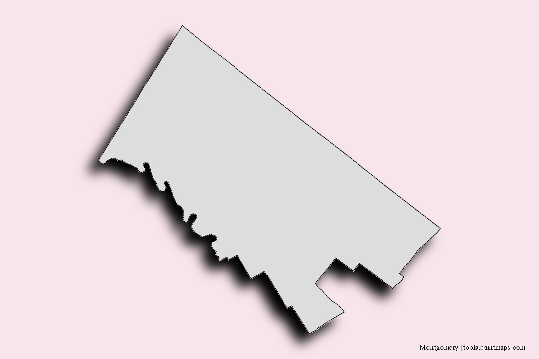 Mapa de barrios y pueblos de Montgomery con efecto de sombra 3D