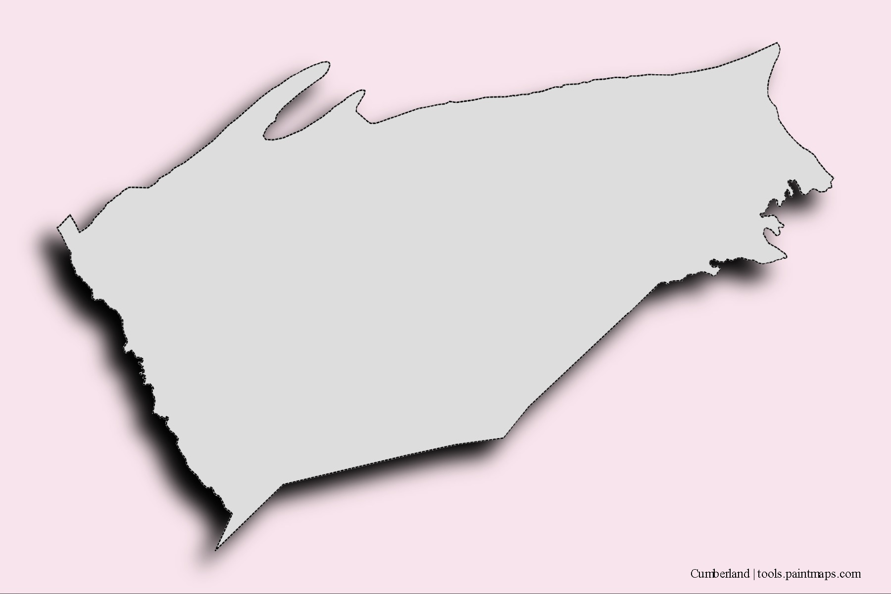 Cumberland neighborhoods and villages map with 3D shadow effect