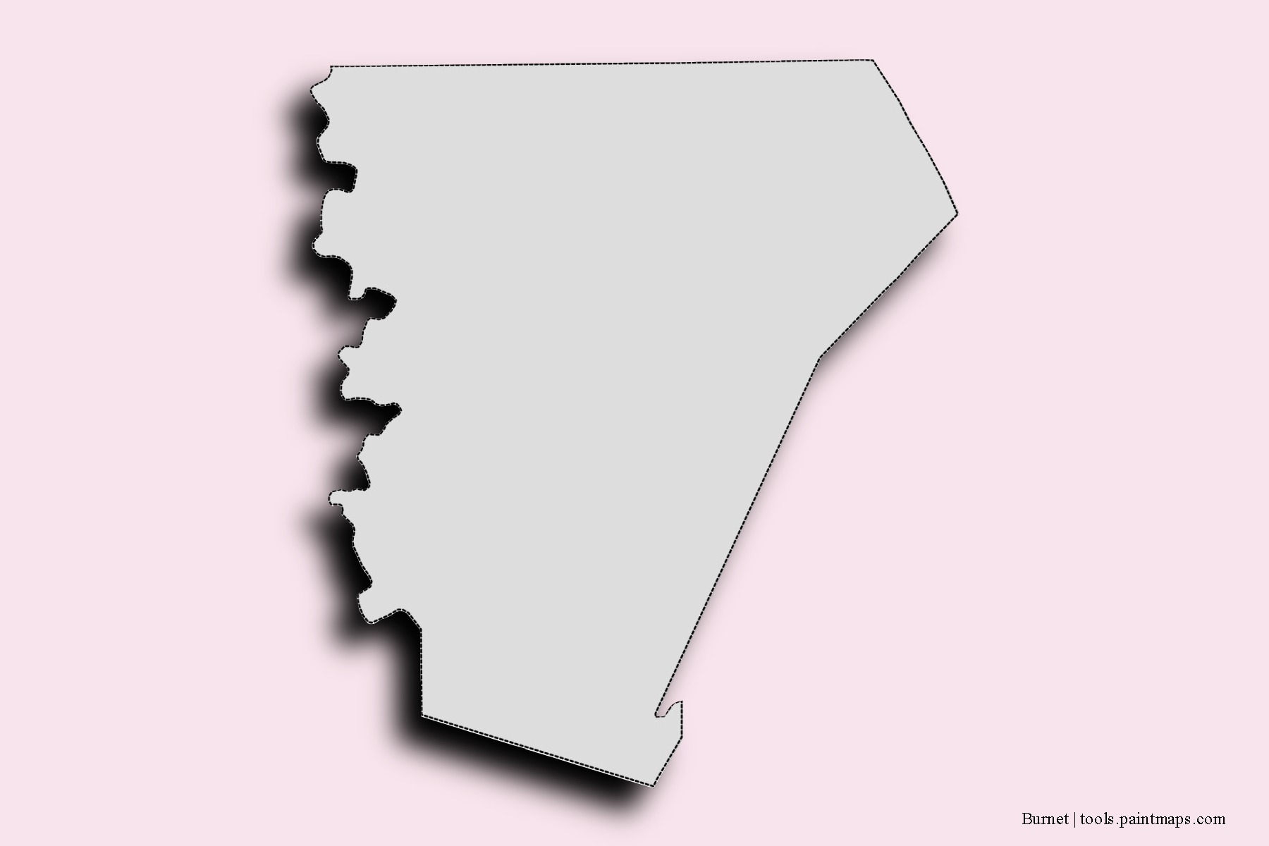 Burnet neighborhoods and villages map with 3D shadow effect