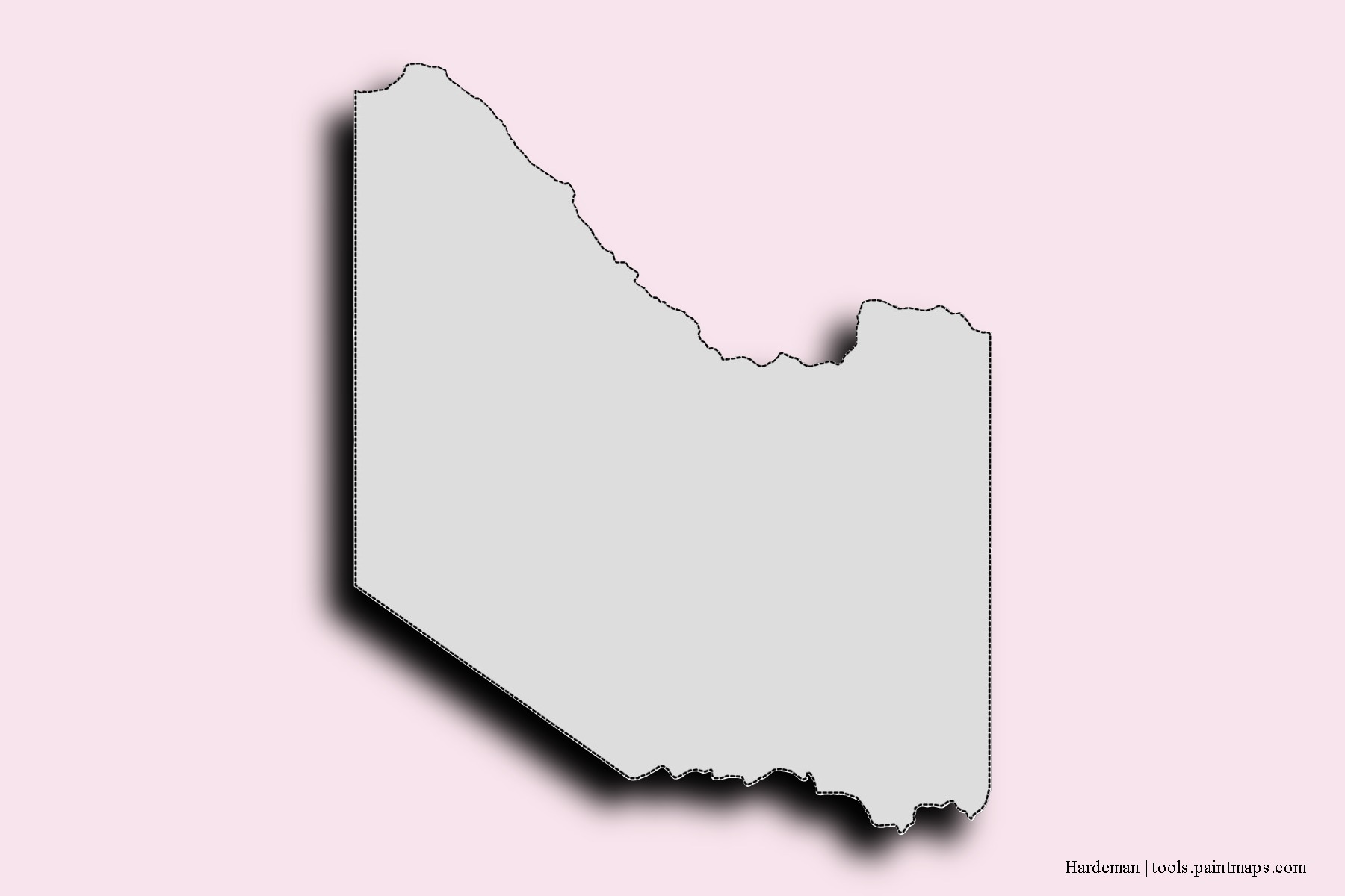 Hardeman neighborhoods and villages map with 3D shadow effect