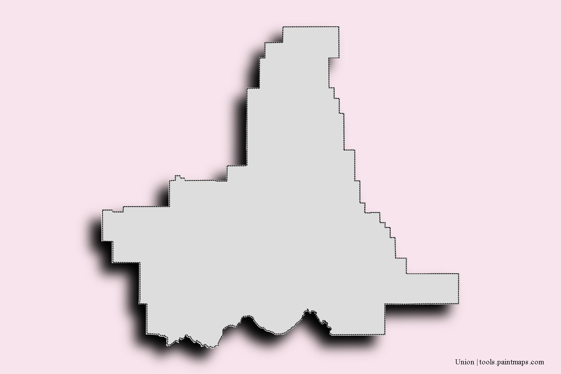 Mapa de barrios y pueblos de Union con efecto de sombra 3D