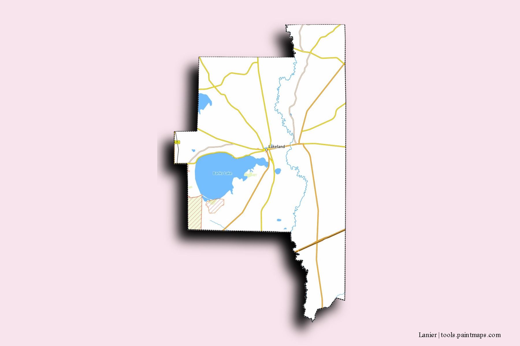 Lanier neighborhoods and villages map with 3D shadow effect