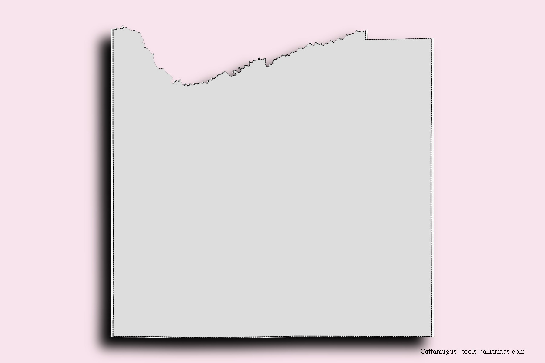 Mapa de barrios y pueblos de Cattaraugus con efecto de sombra 3D