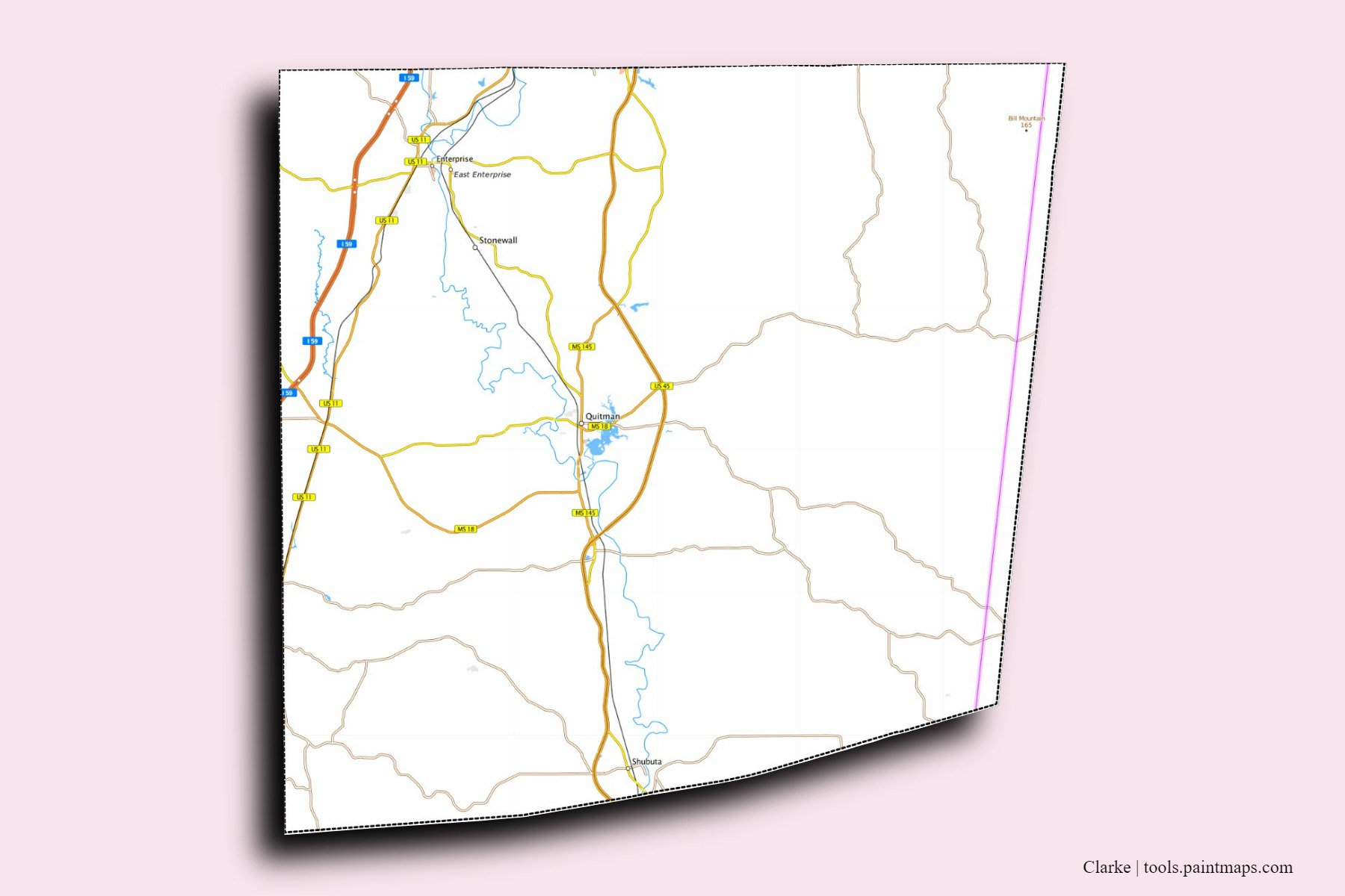 Clarke neighborhoods and villages map with 3D shadow effect