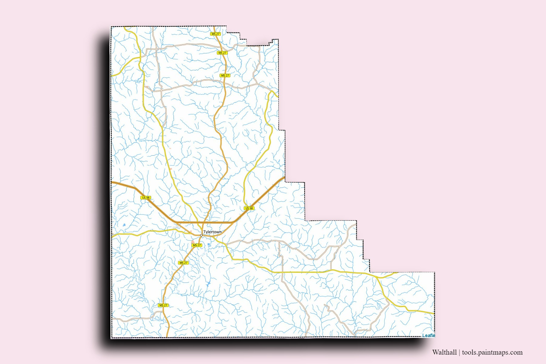 Walthall neighborhoods and villages map with 3D shadow effect