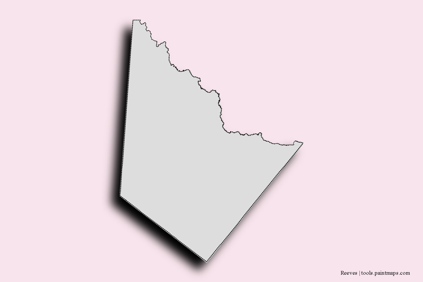 Mapa de barrios y pueblos de Reeves con efecto de sombra 3D