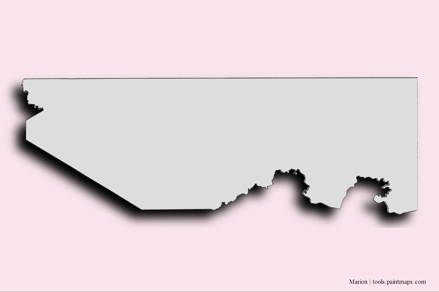 Marion neighborhoods and villages map with 3D shadow effect